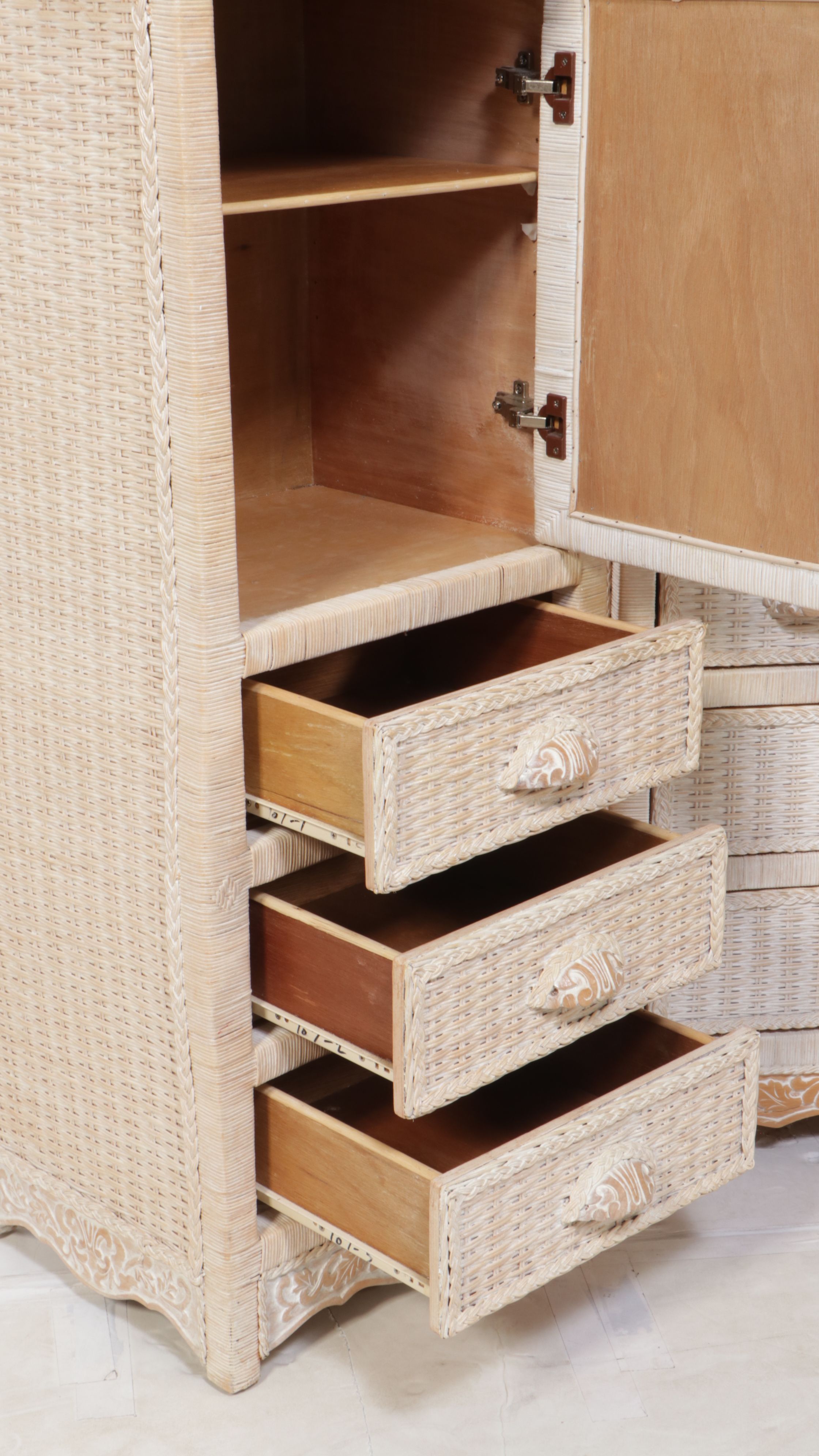 Pier 1 "Jamaica Collection" Painted Wicker Nightstand and Chests