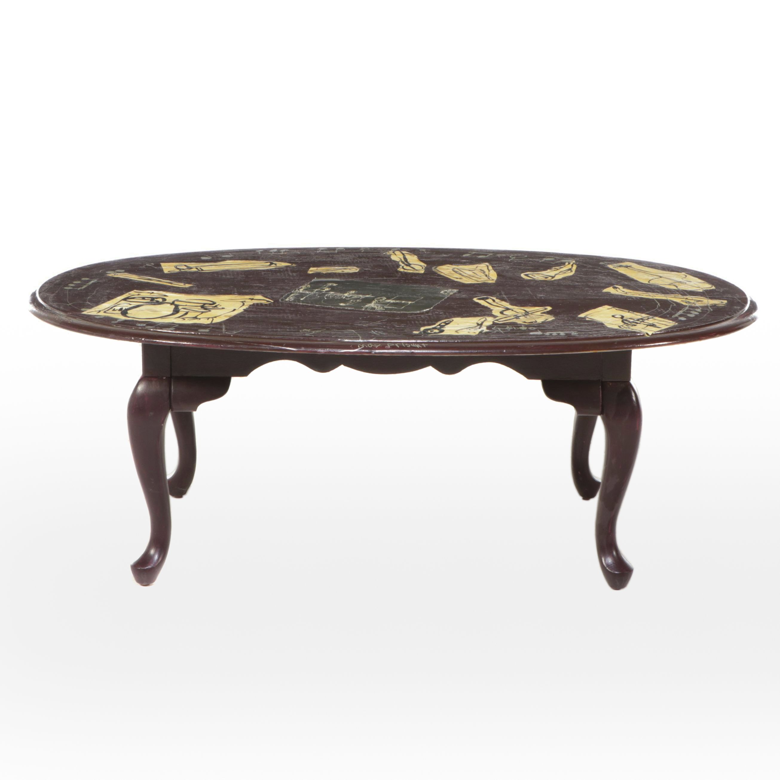 Kincaid Hand-Decorated Queen Anne Style Coffee Table
