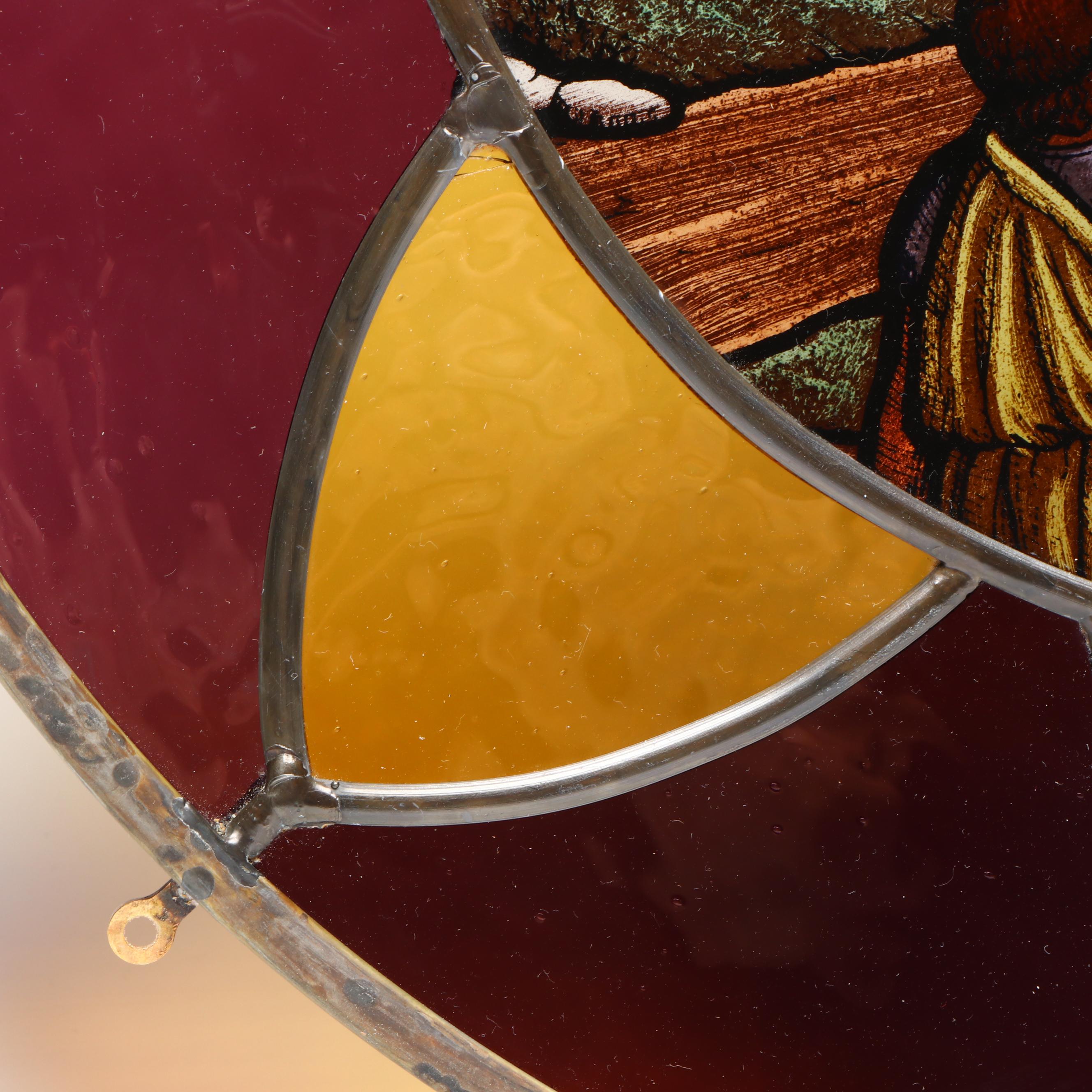 Hand-Painted Jesus with Children Blenko Glass Rosette Window Hanging