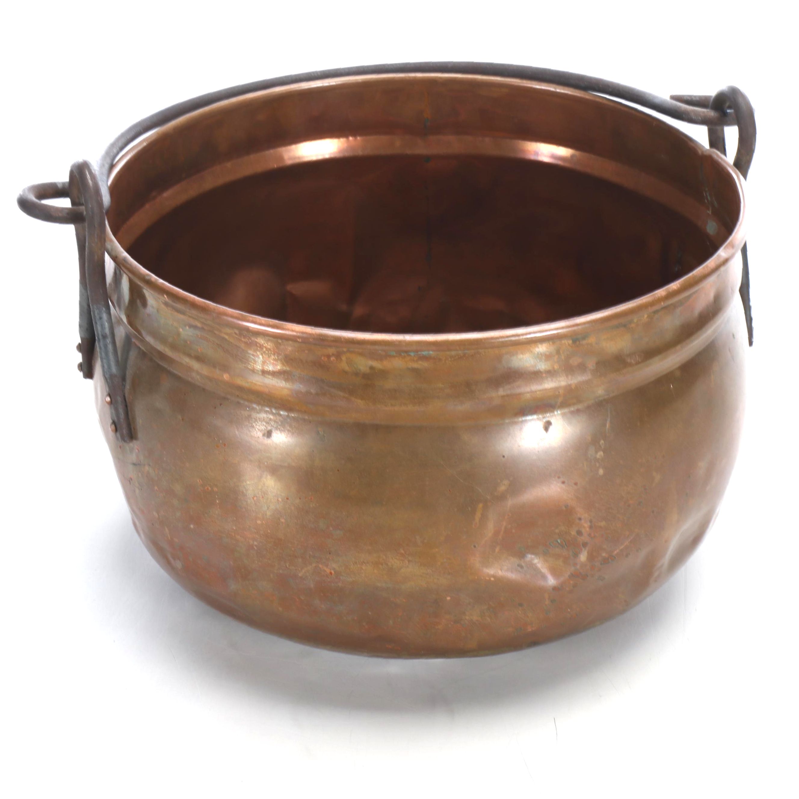 Copper and Cast Iron Handled Hearth Cauldron
