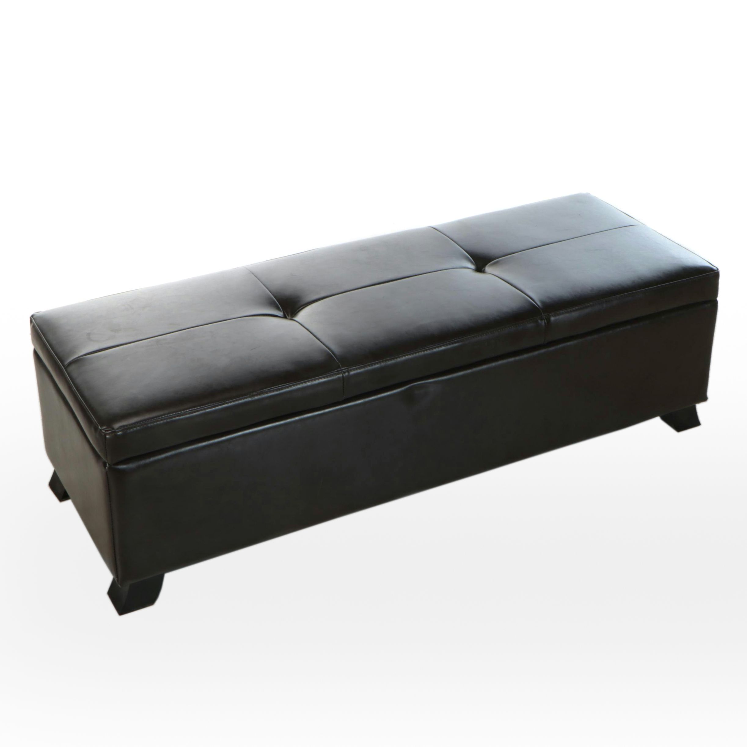 Tufted Faux Leather Storage Bench
