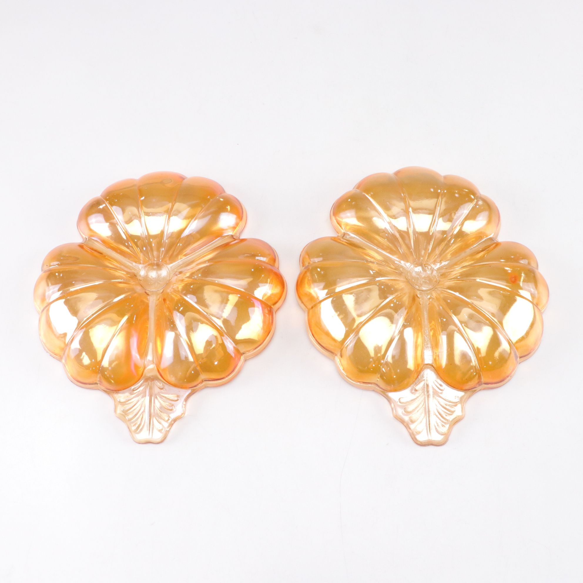 Marigold Clover Leaf and Indiana Glass "Killarney" Carnival Glass Divided Dishes
