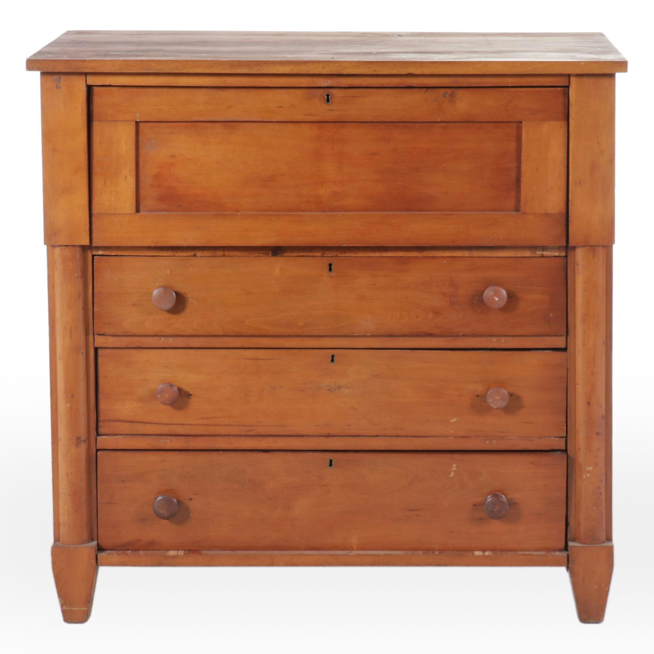 Cherry Three-Drawer Secretary Desk