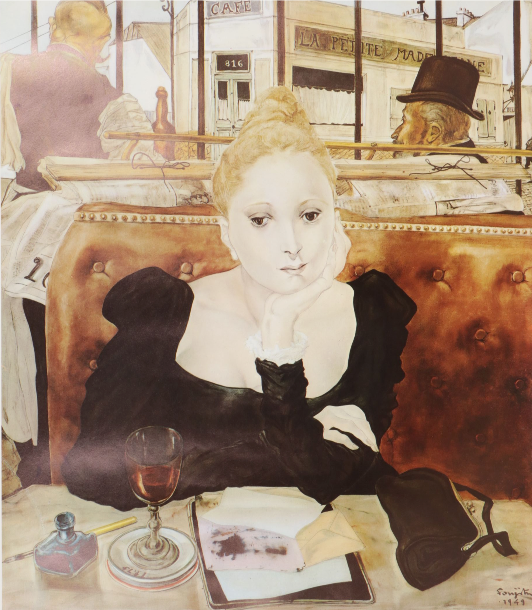 Offset Lithograph after Tsugoharu Foujita "The Cafe"