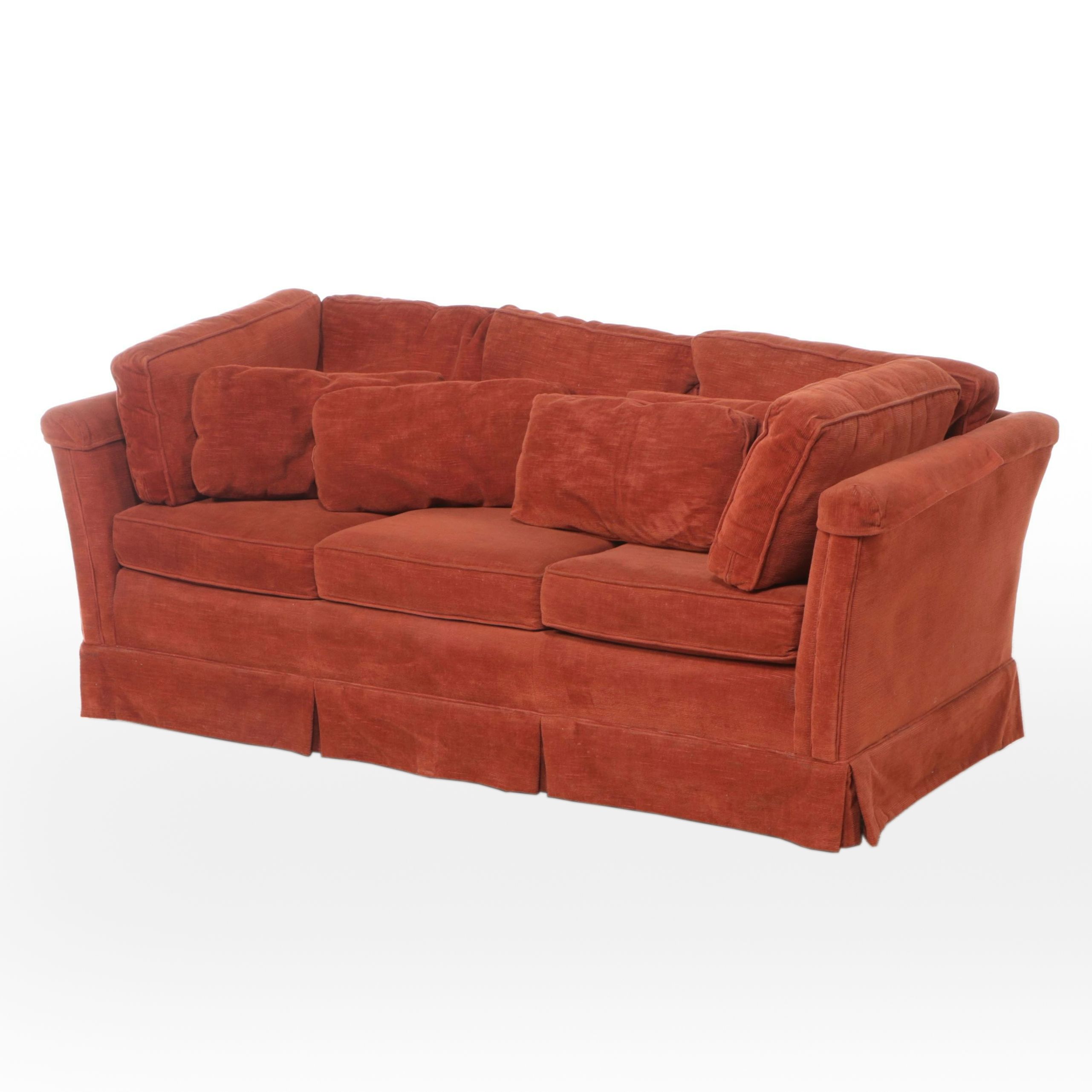 Surry Collection Burnt Orange Chenille Upholstered Sofa