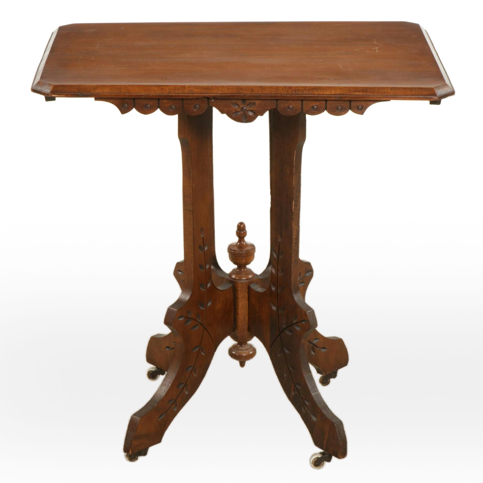 Victorian Eastlake Style Side Table with Carved Decorations, Late 19th Century