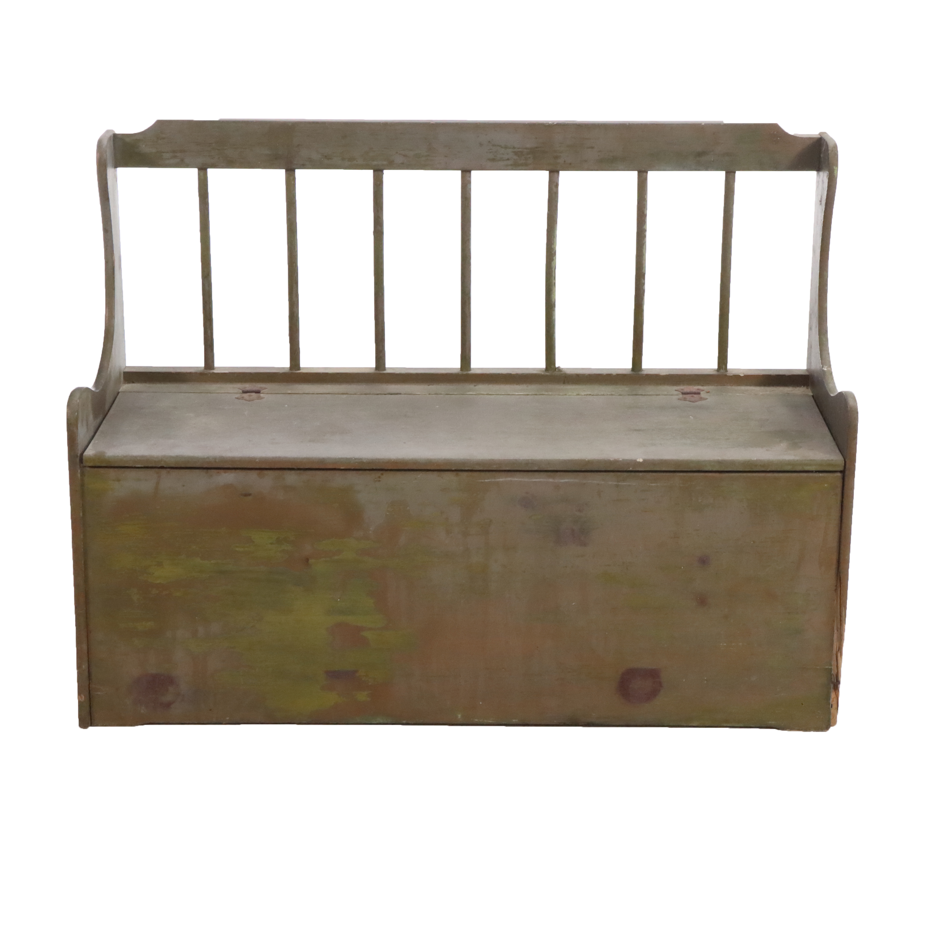 Green Painted Wood Storage Bench