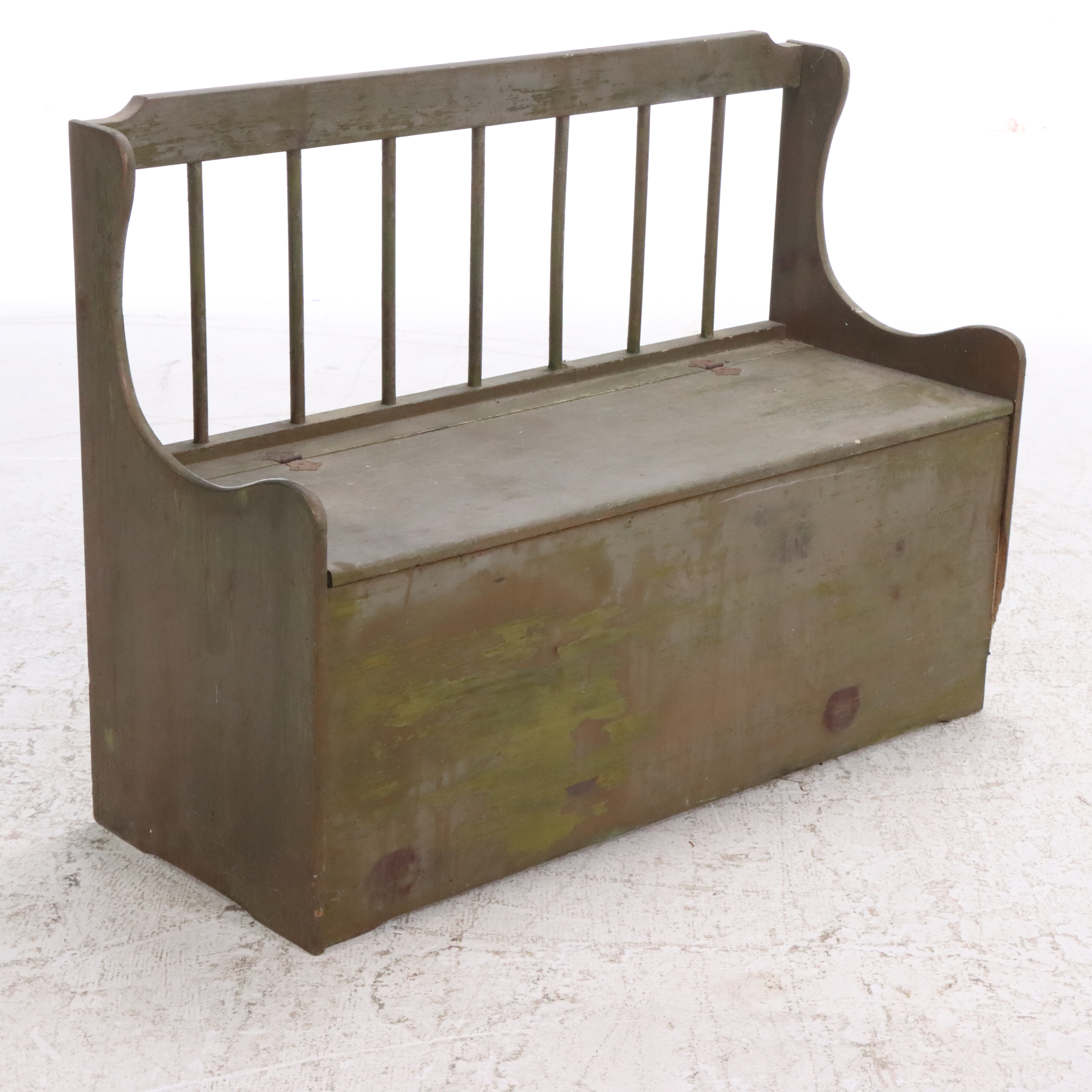 Green Painted Wood Storage Bench