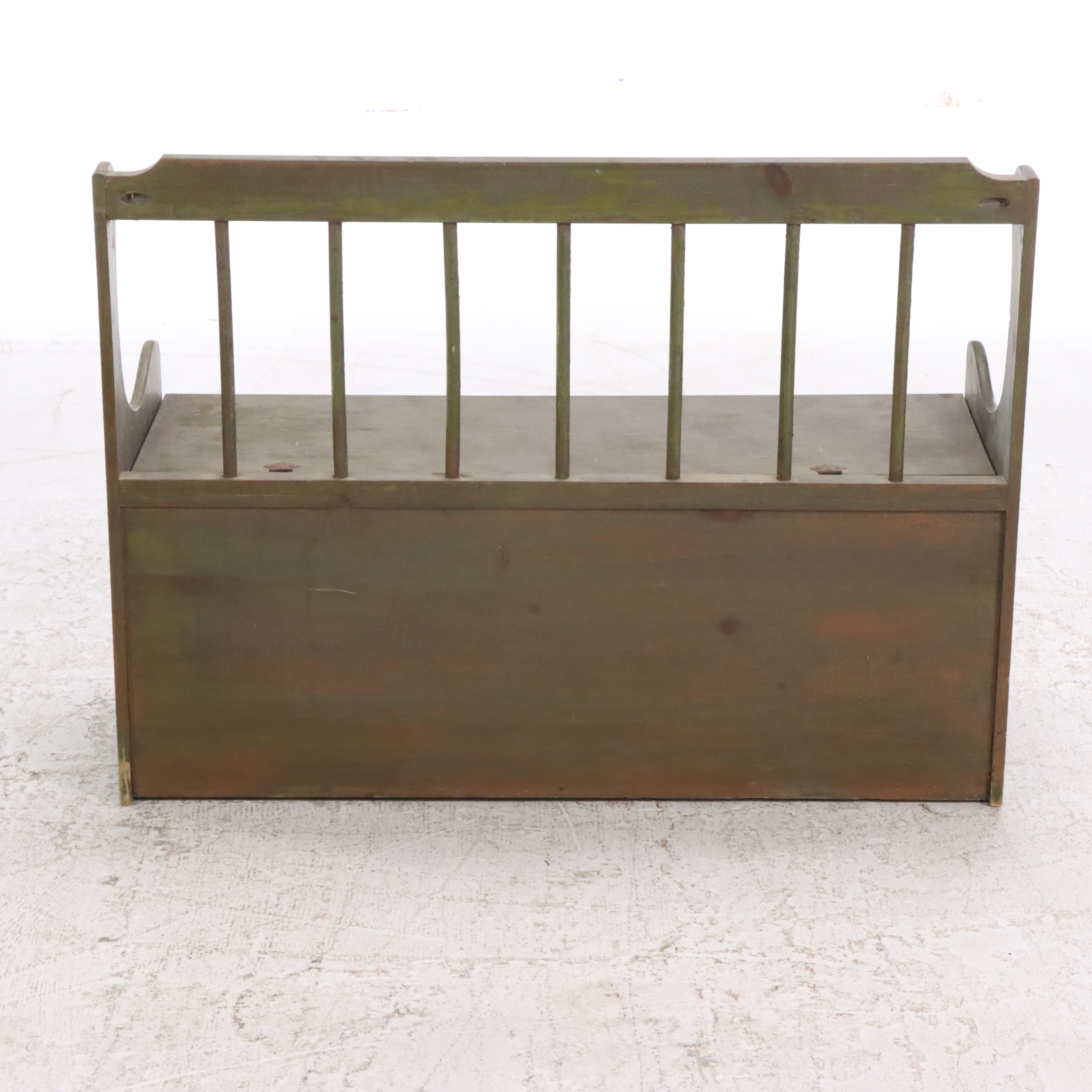 Green Painted Wood Storage Bench