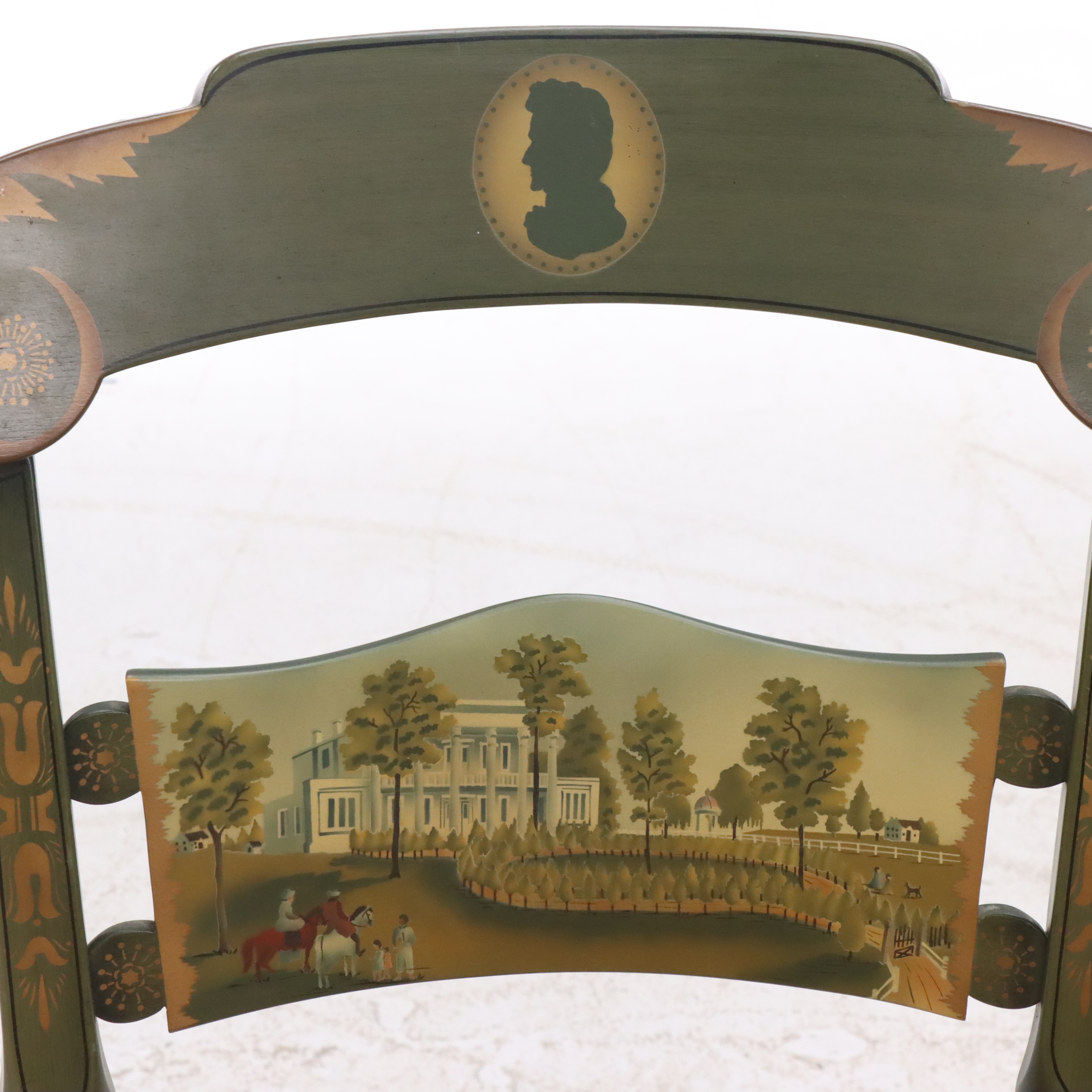 L. Hitchcock Painted Green Side Chairs Including "Jackson's Hermitage" with More