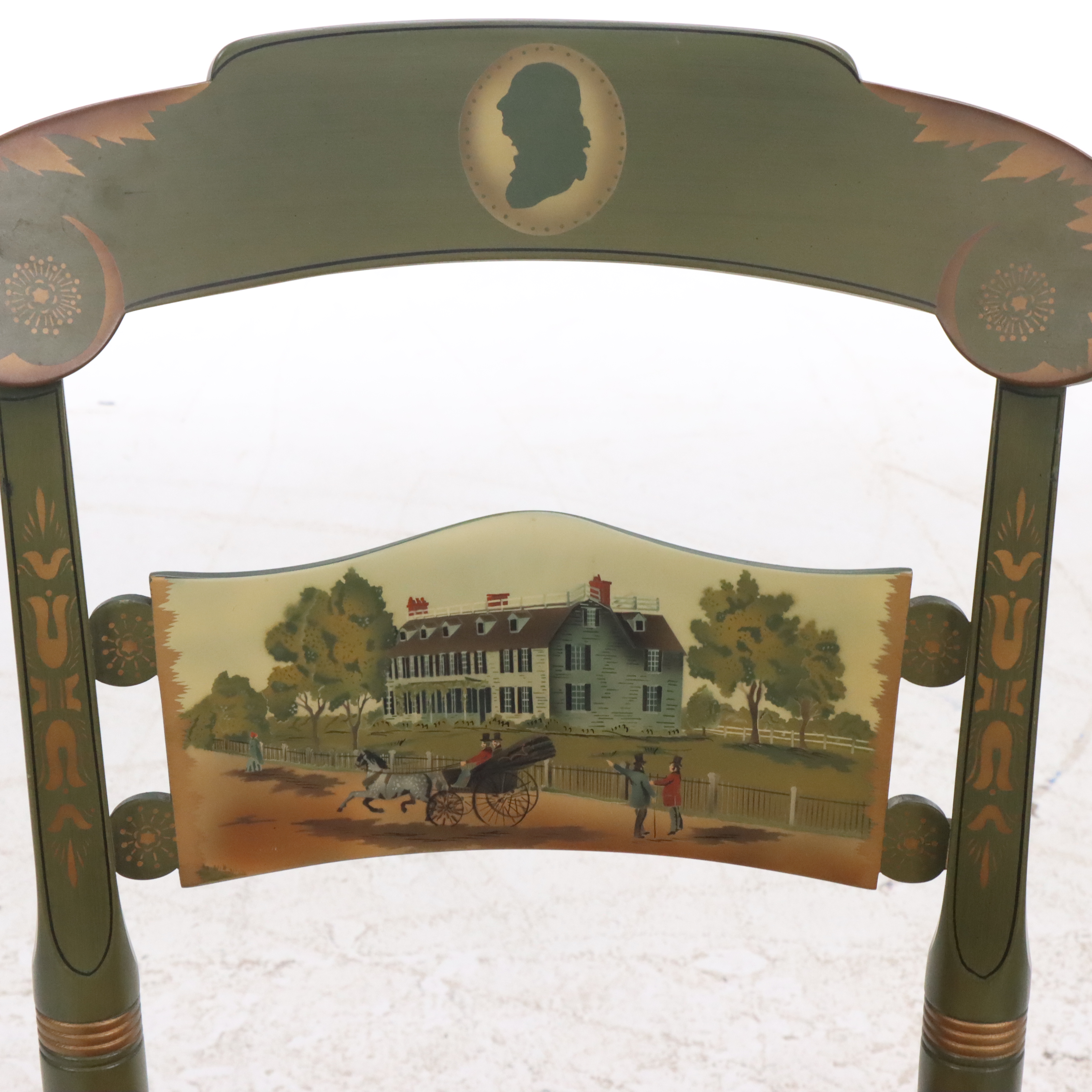 L. Hitchcock Painted Green Side Chairs Including "Jackson's Hermitage" with More