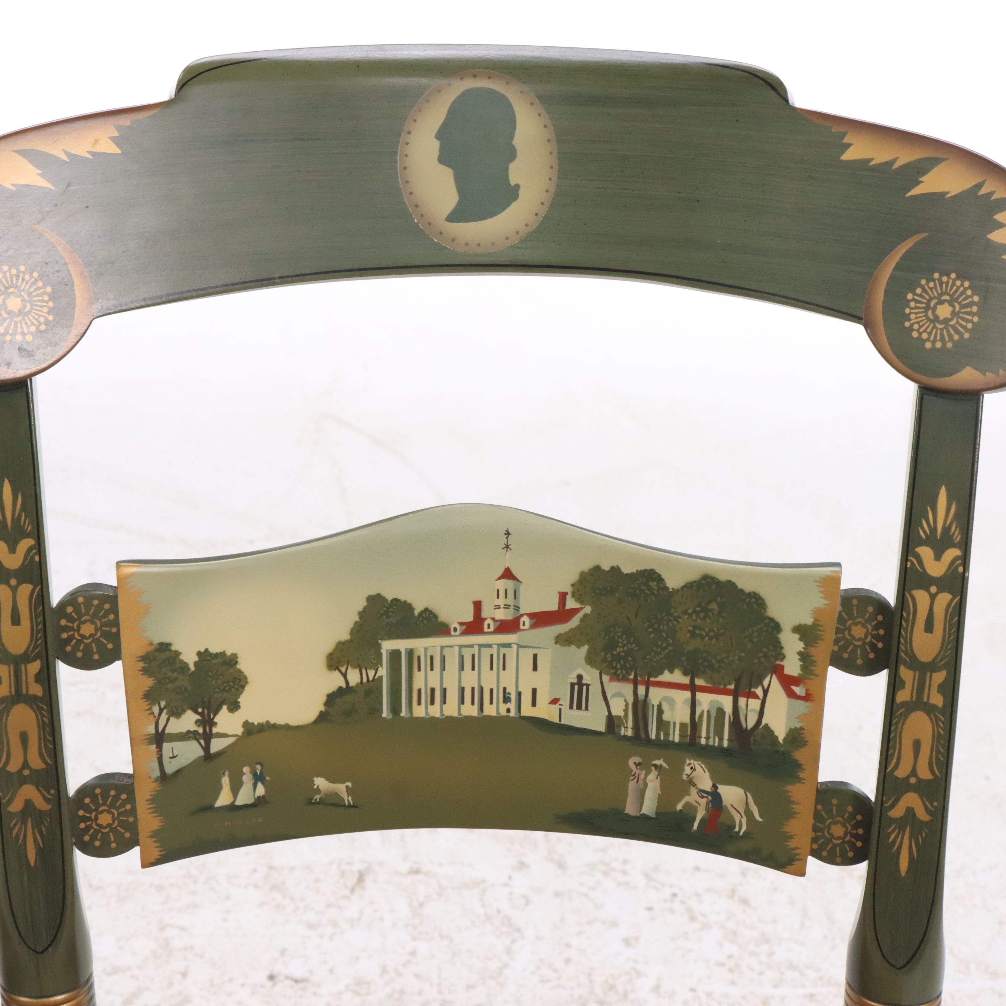 L. Hitchcock Painted Green Side Chairs Including "Jackson's Hermitage" with More