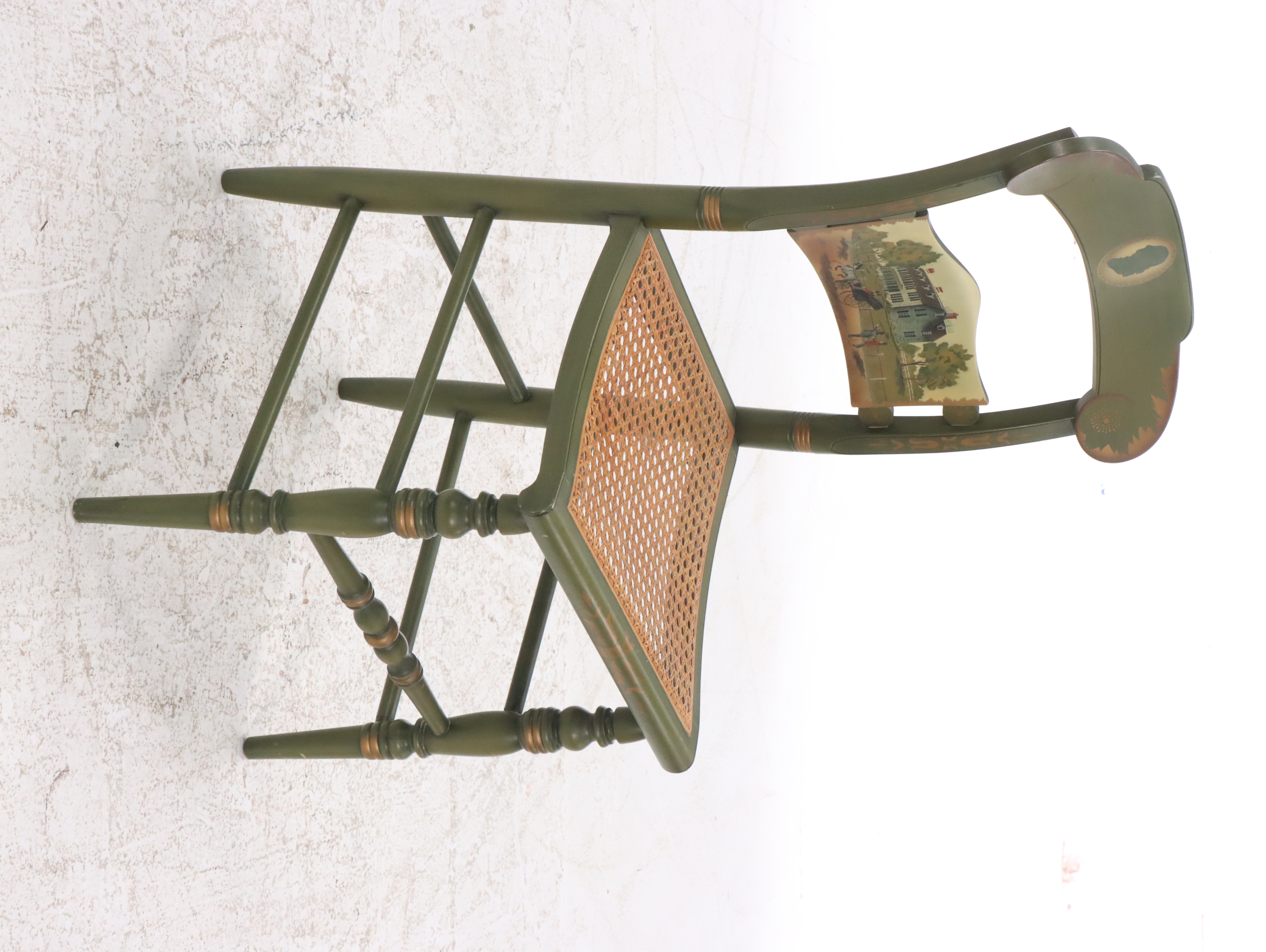 L. Hitchcock Painted Green Side Chairs Including "Jackson's Hermitage" with More