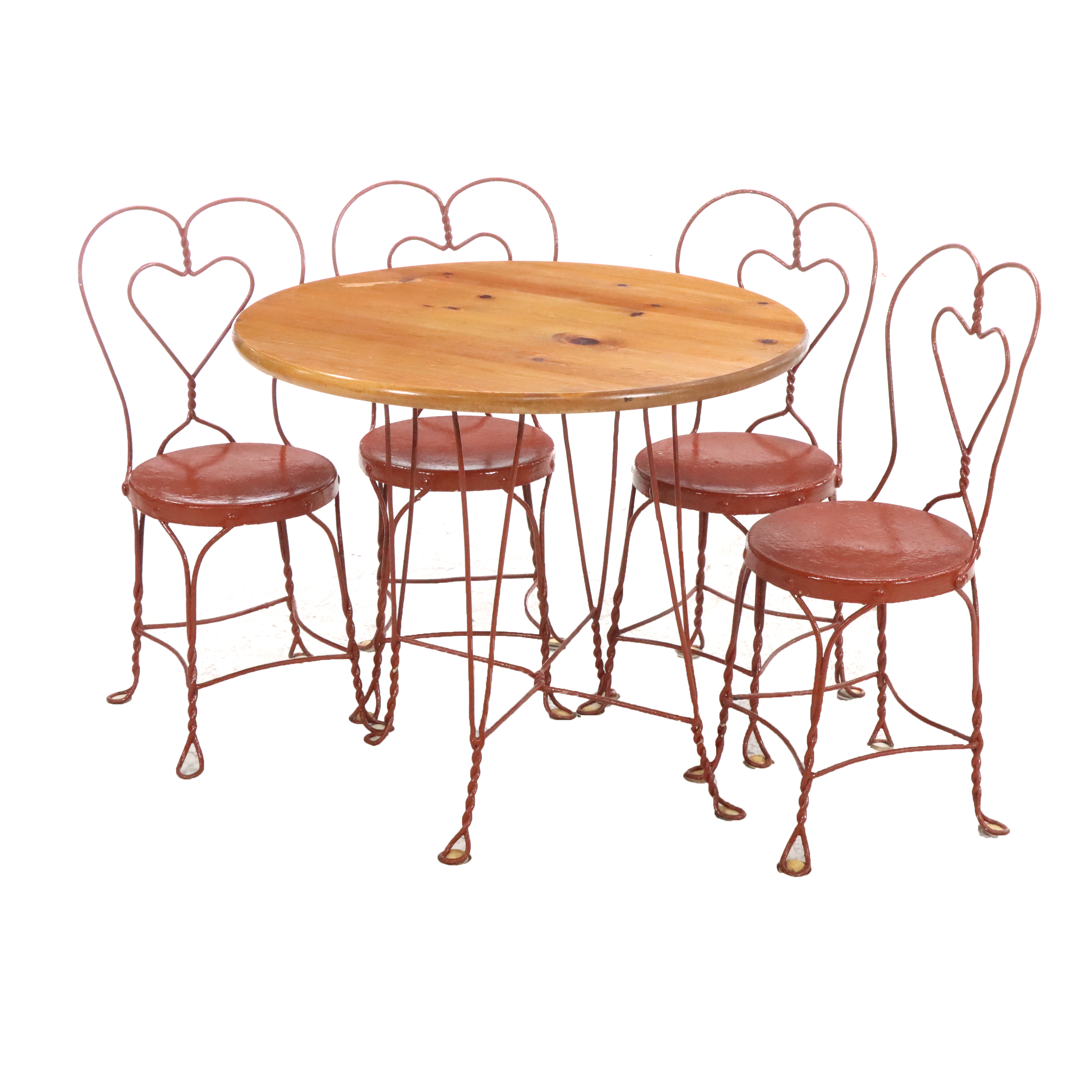 Metal Heart Back Chairs with Bistro Table