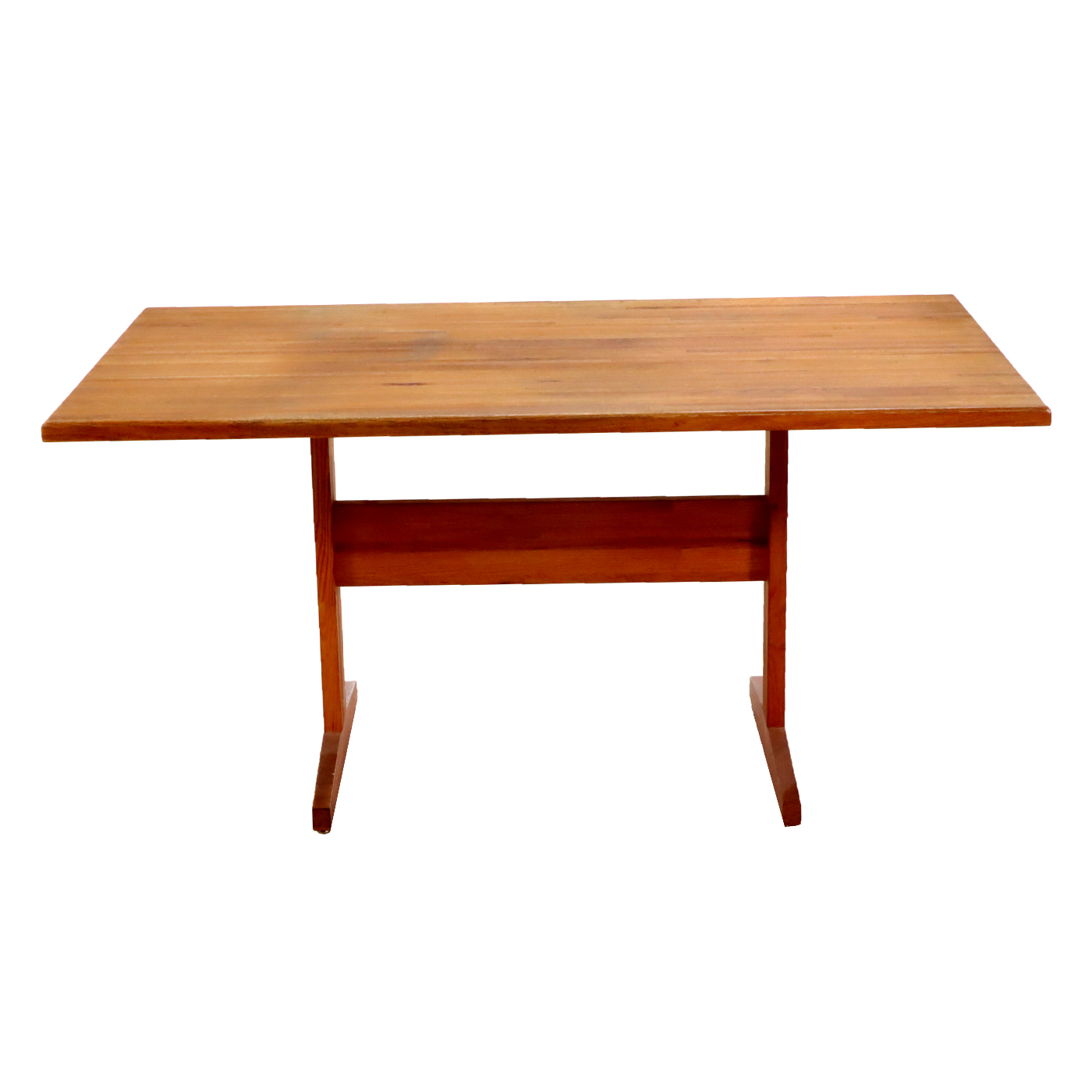 Modernist Oak Trestle Dining Table, Late 20th Century