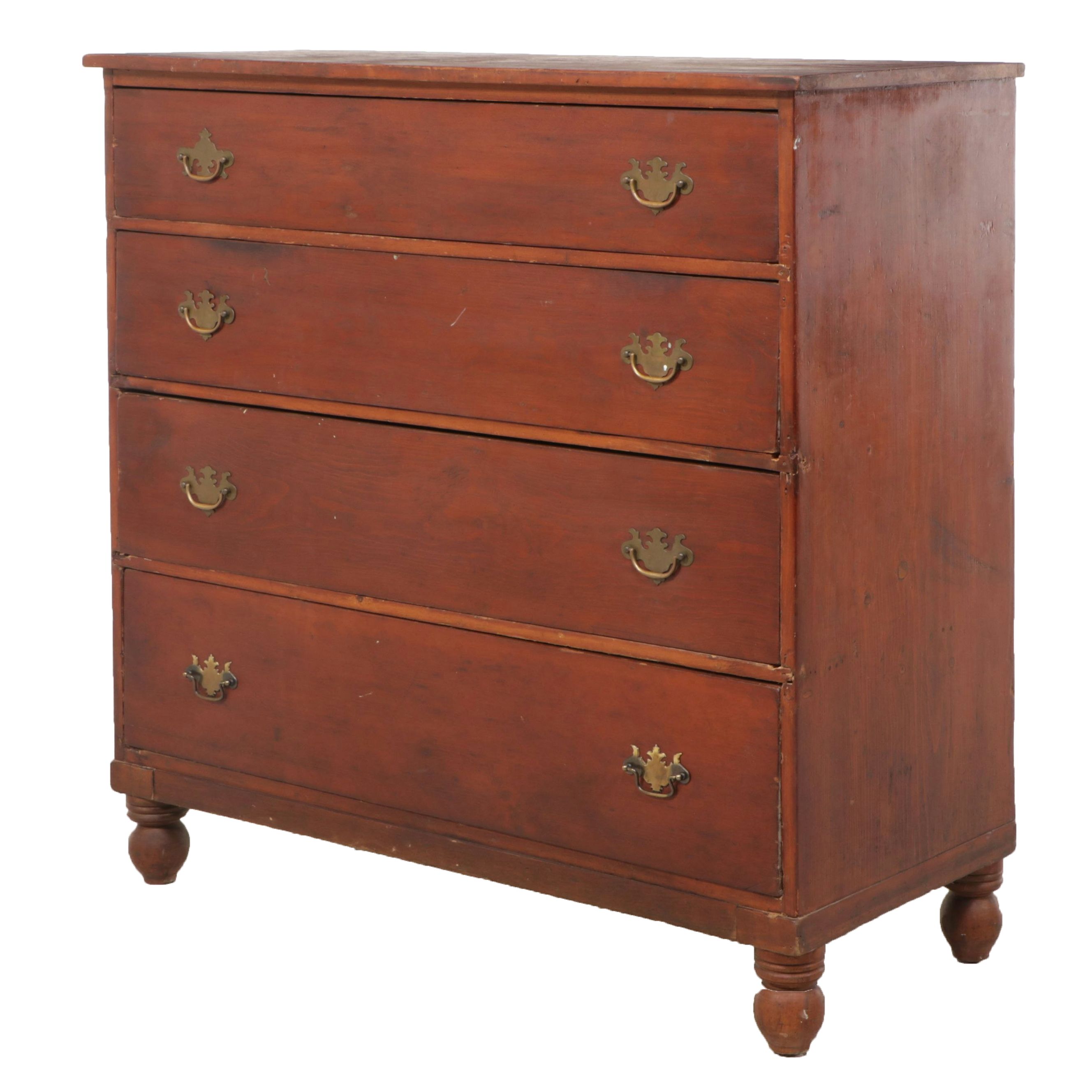 Chippendale Style Pine Chest of Drawers, 19th Century