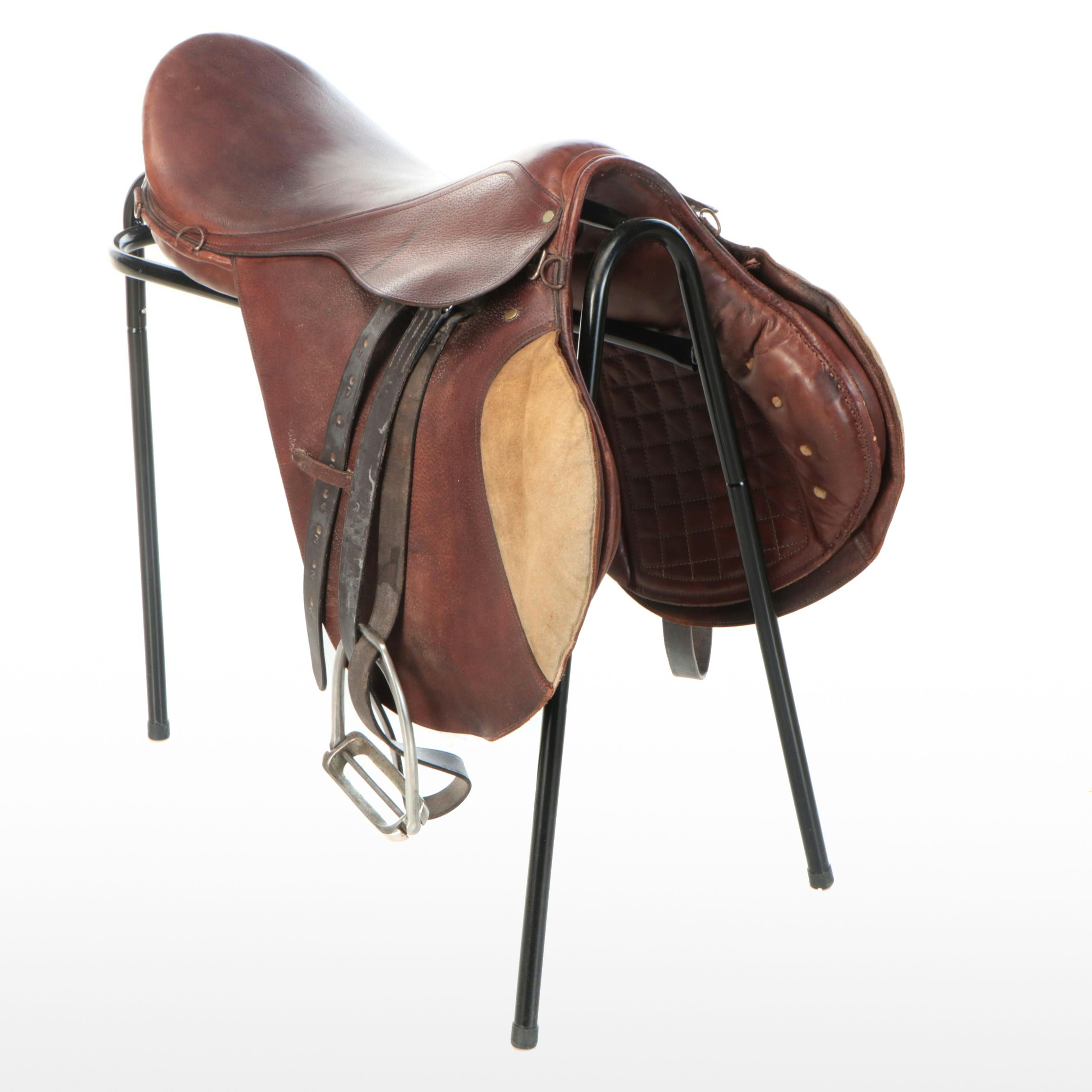 Borelli Leather 18" Seat All Purpose English Saddle with Leathers and Irons