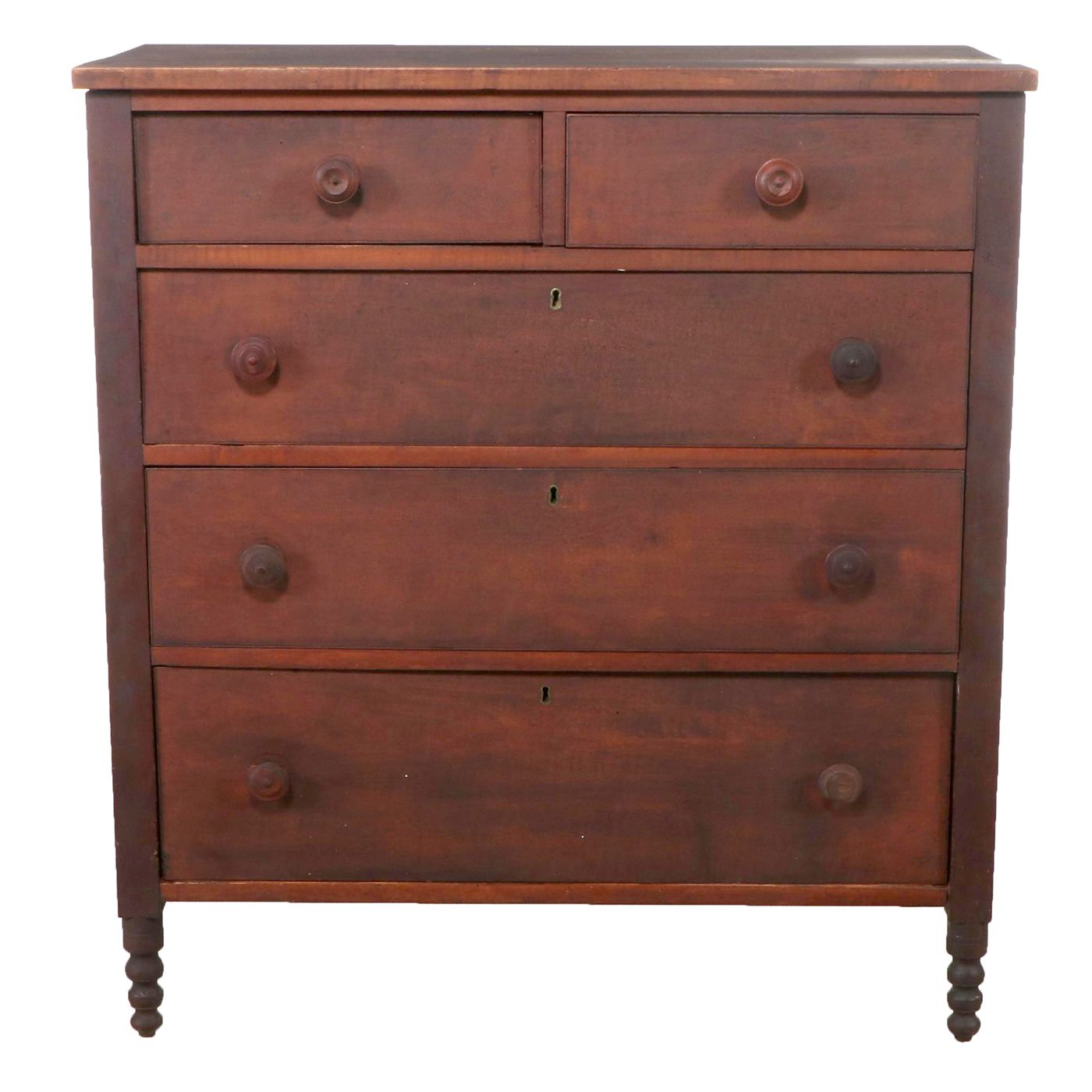 Walnut Chest of Drawers with Turned Legs, 19th Century