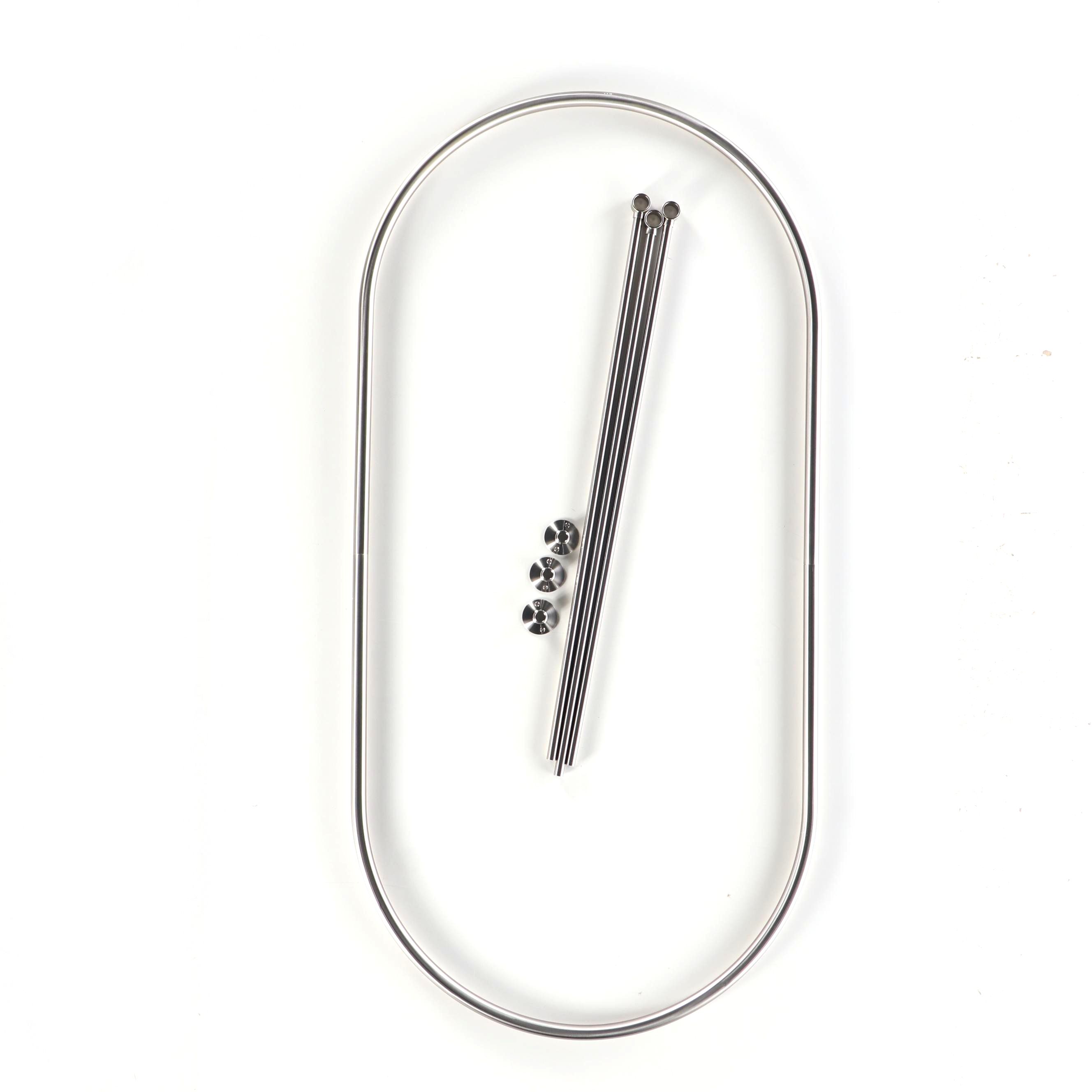 Contemporary Brushed Nickel Oval Shower Ring and Ceiling Supports