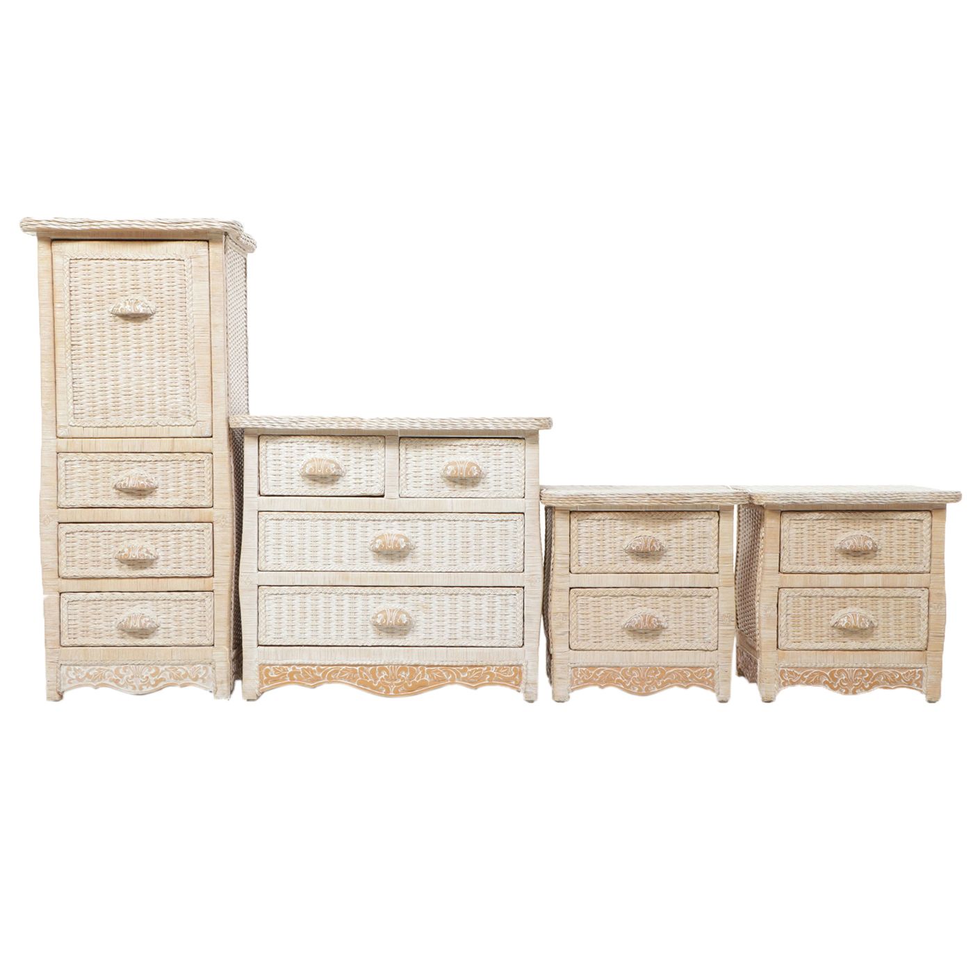 Pier 1 "Jamaica Collection" Painted Wicker Nightstand and Chests