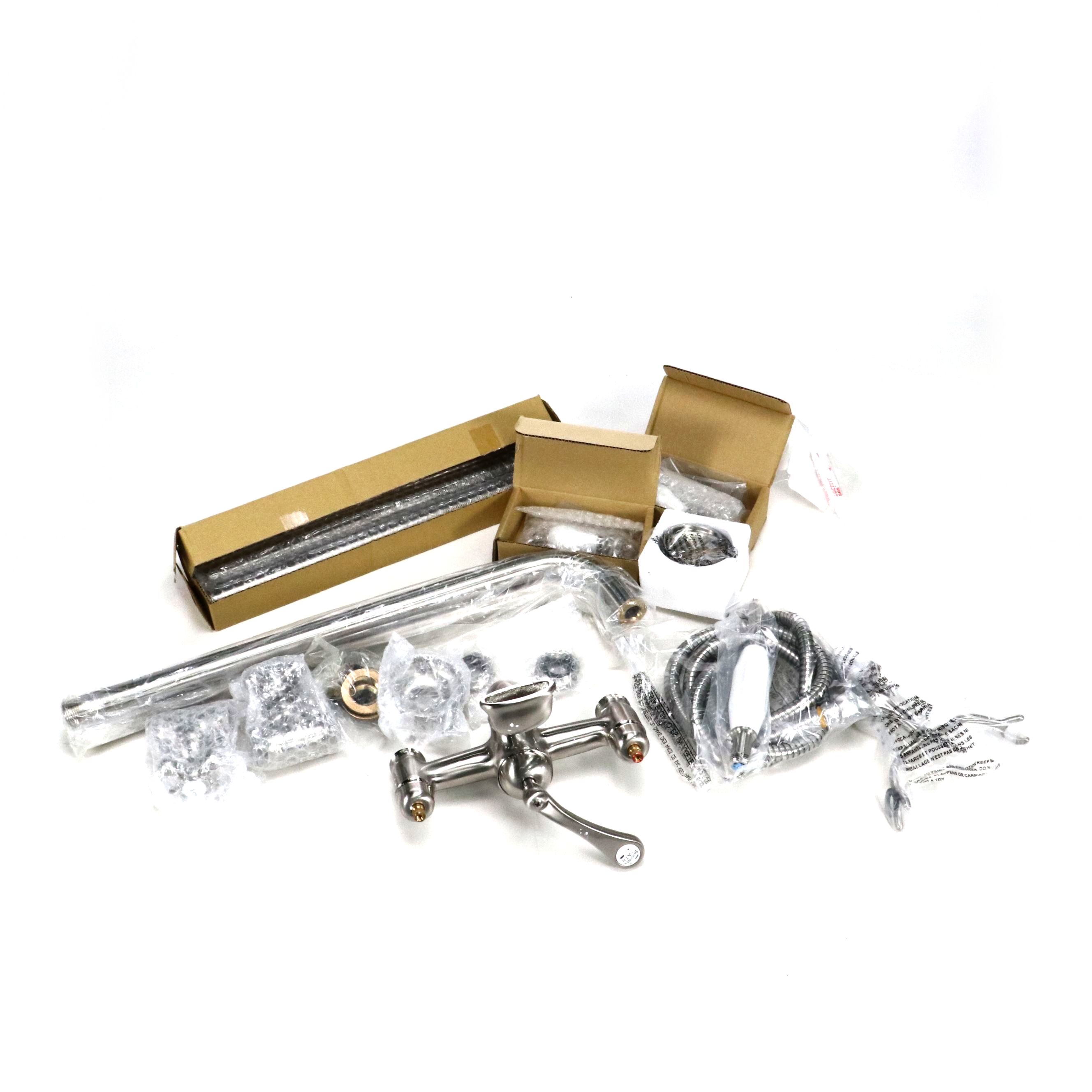 Contemporary Bathroom Faucet, Shower Curtain Rod, and Other Hardware