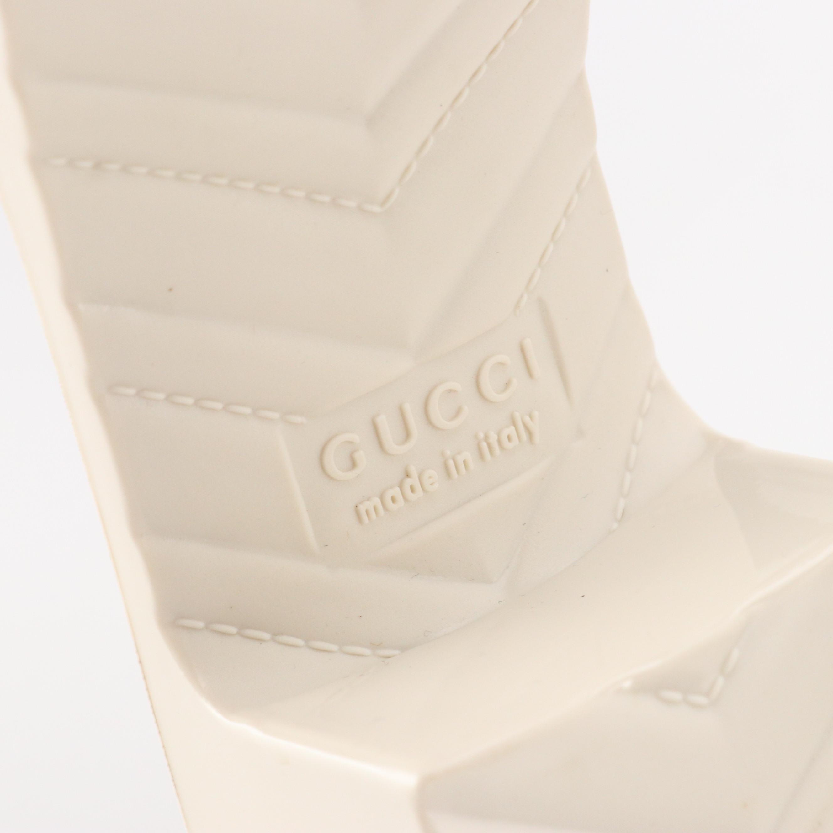 Gucci Logo Platform Slide Sandals in Porcelain Rubber