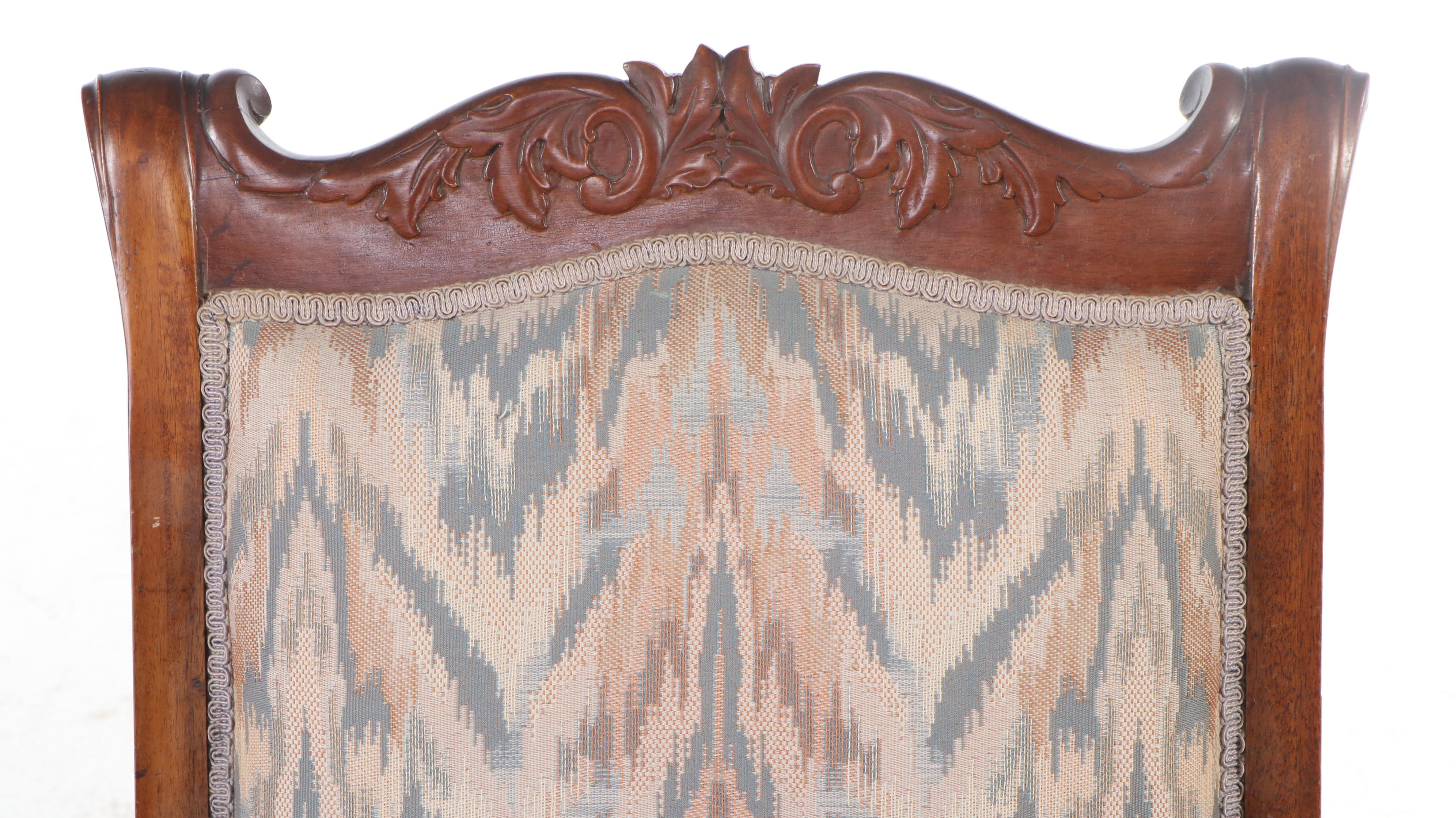 Eastlake Style Walnut Armchair with Footstool