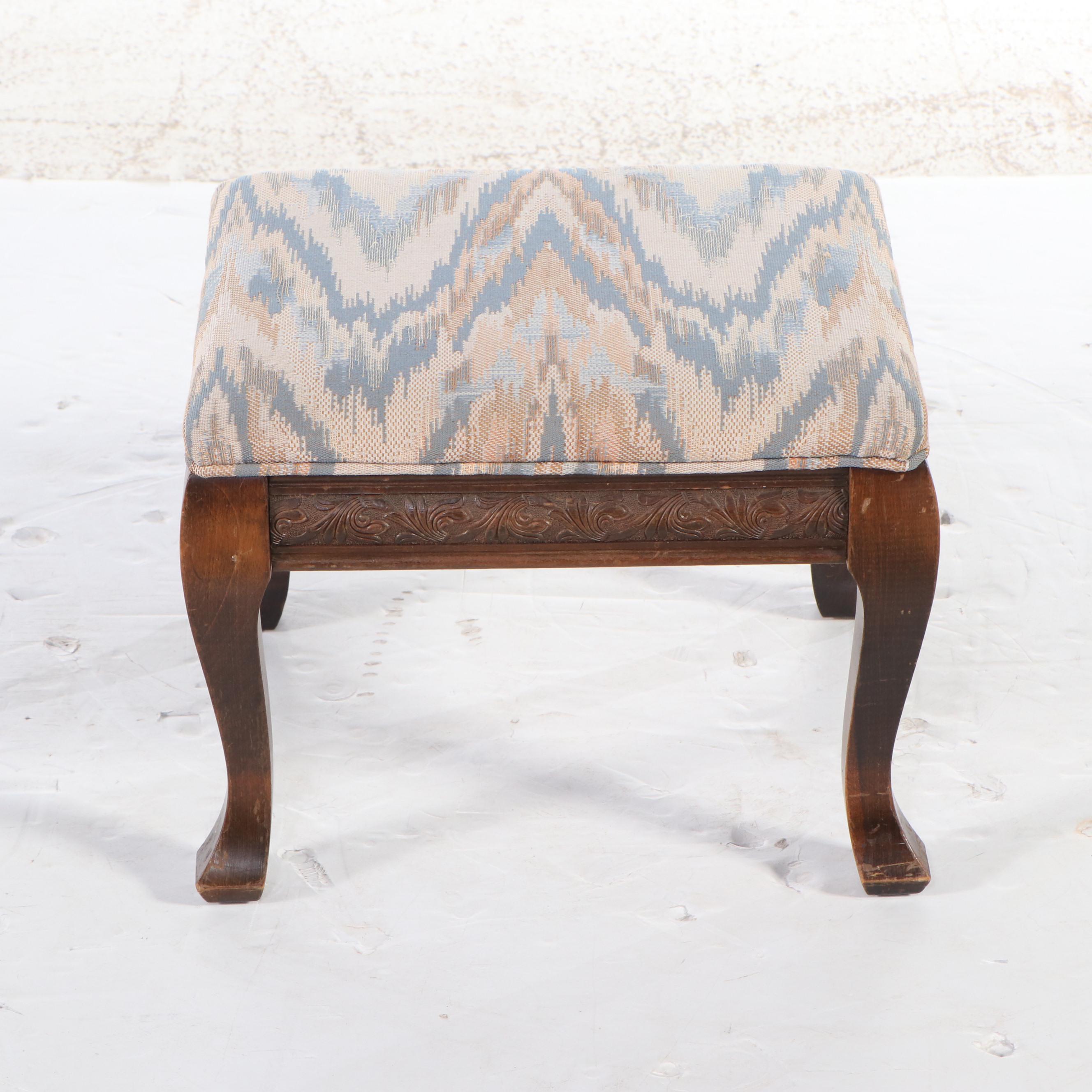 Eastlake Style Walnut Armchair with Footstool