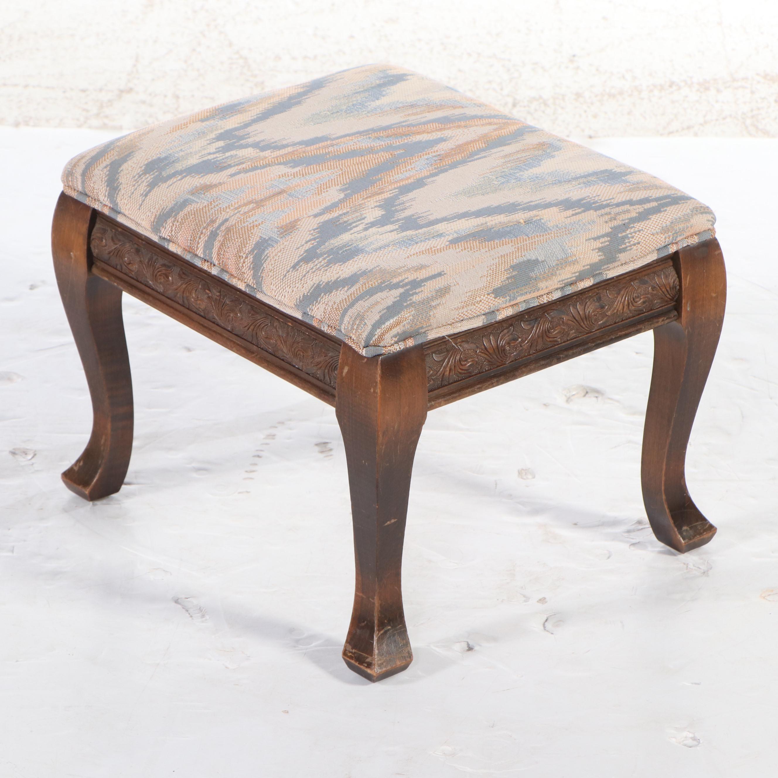 Eastlake Style Walnut Armchair with Footstool