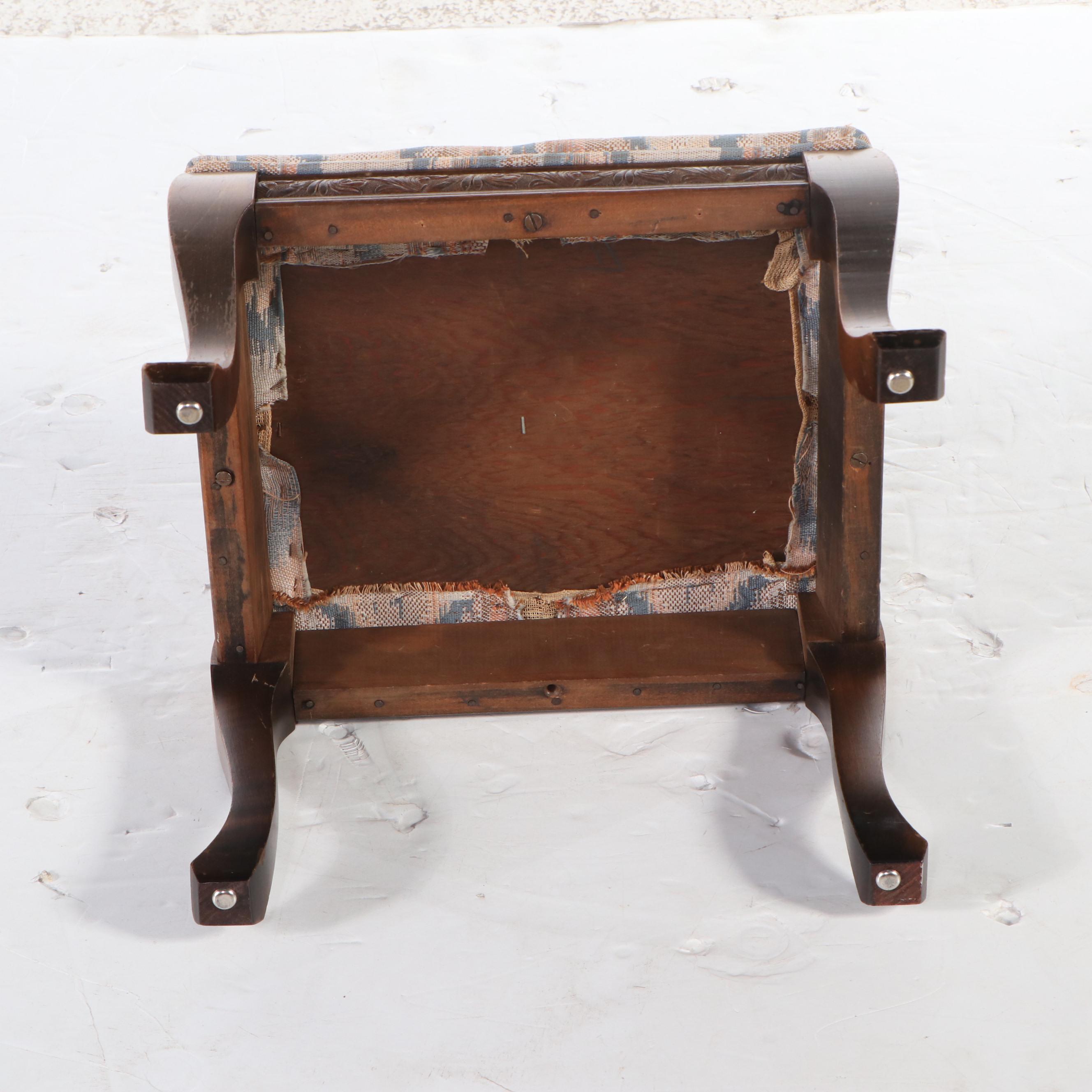 Eastlake Style Walnut Armchair with Footstool