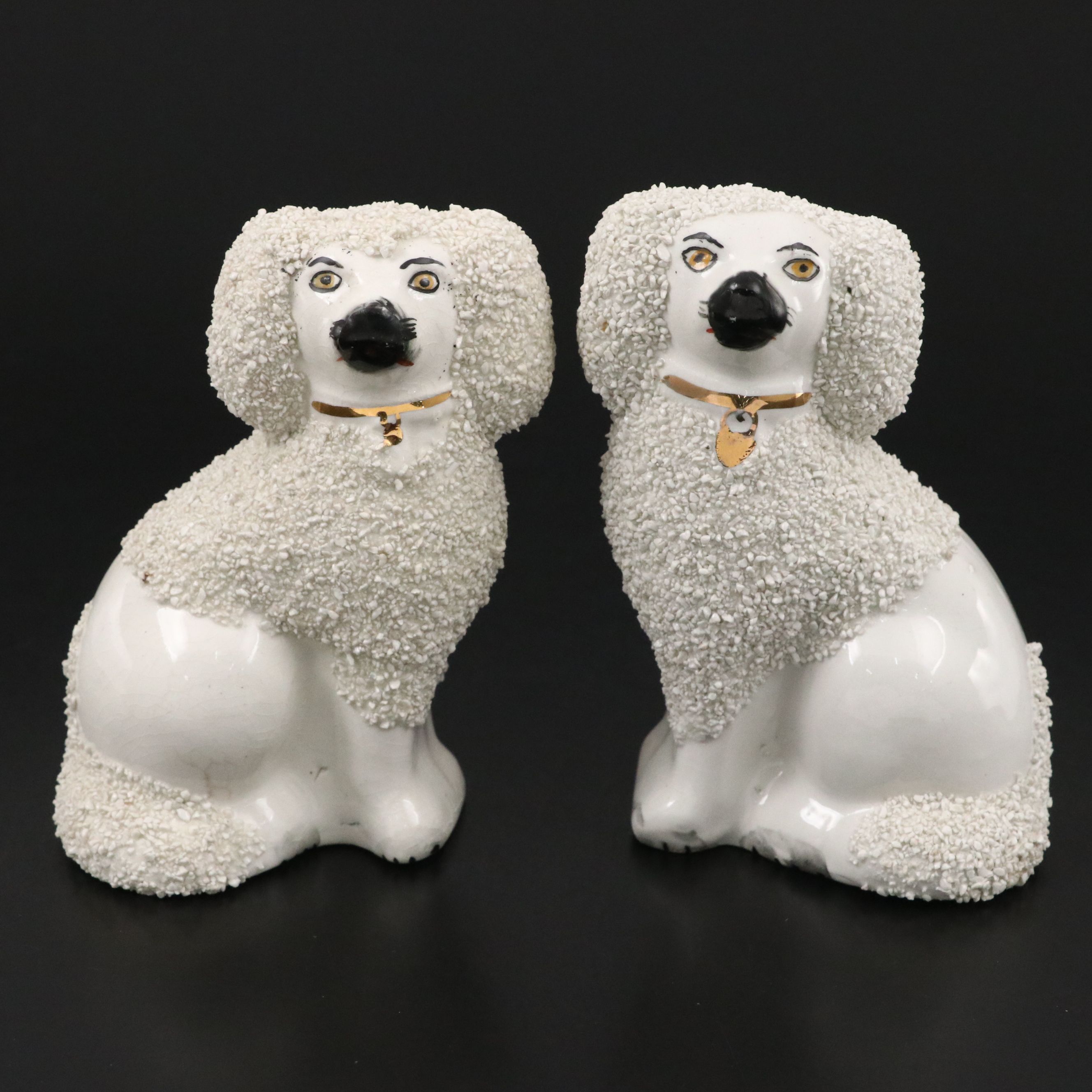 Pair of William Kent Staffordshire Ware Confetti Poodles, 1944-1962