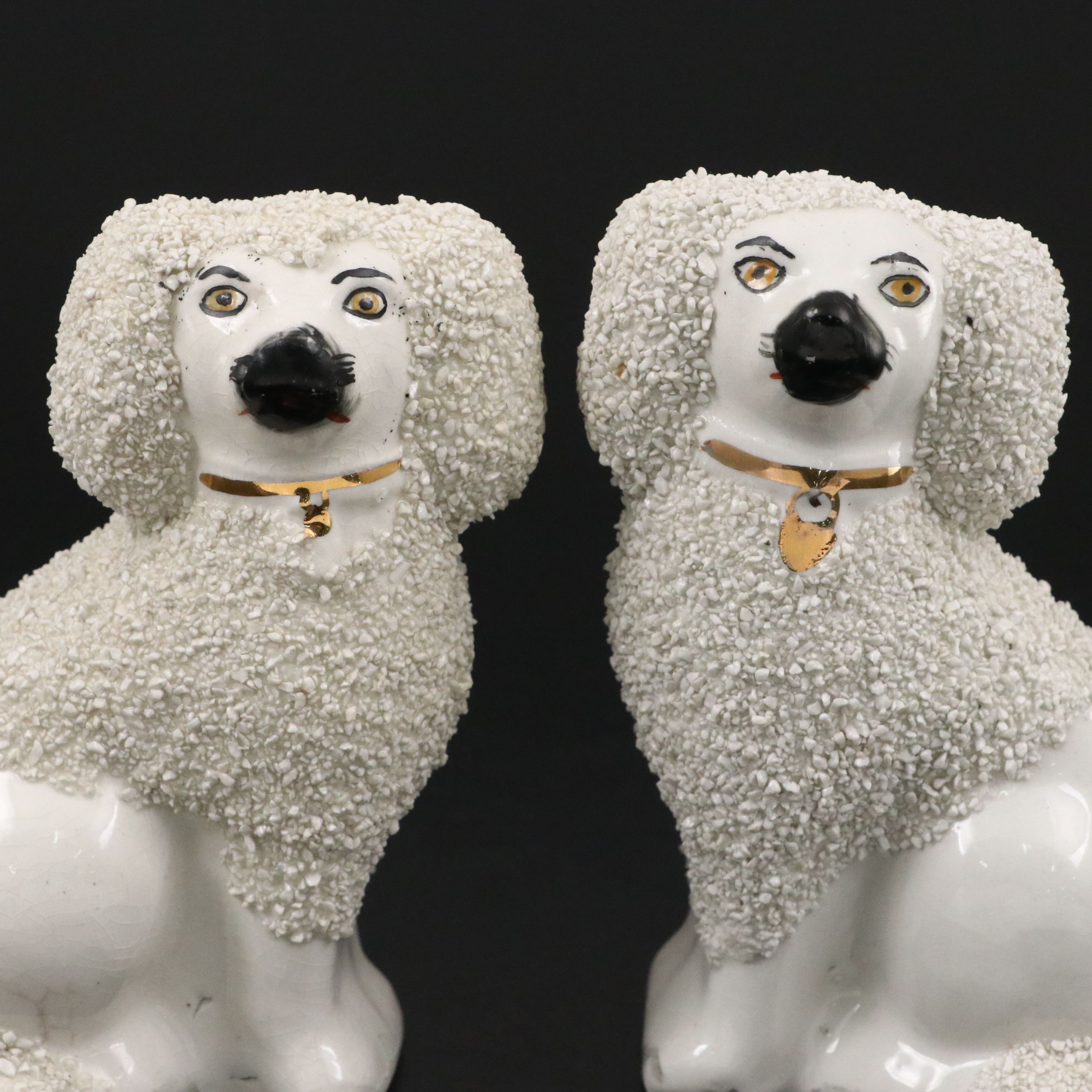 Pair of William Kent Staffordshire Ware Confetti Poodles, 1944-1962