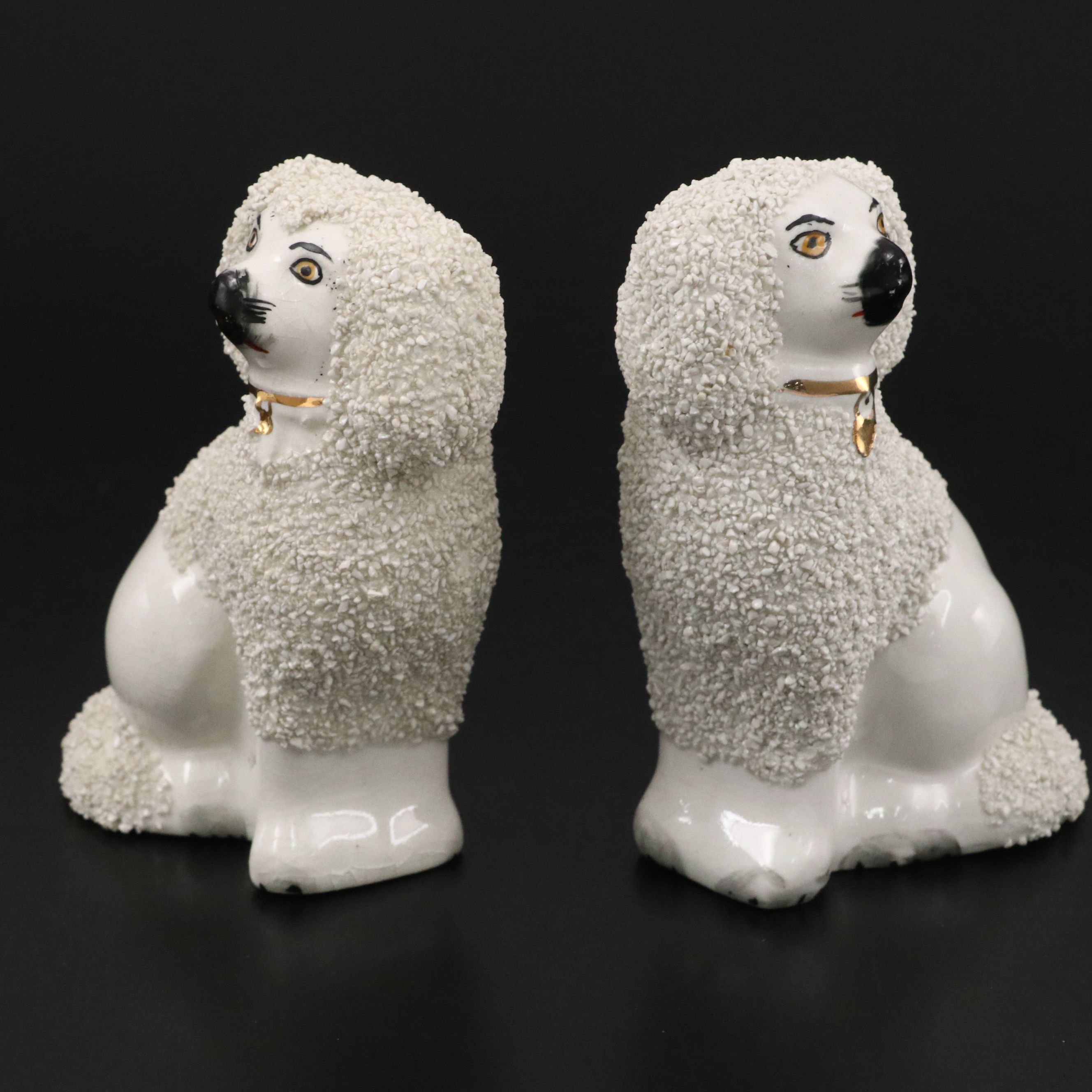Pair of William Kent Staffordshire Ware Confetti Poodles, 1944-1962