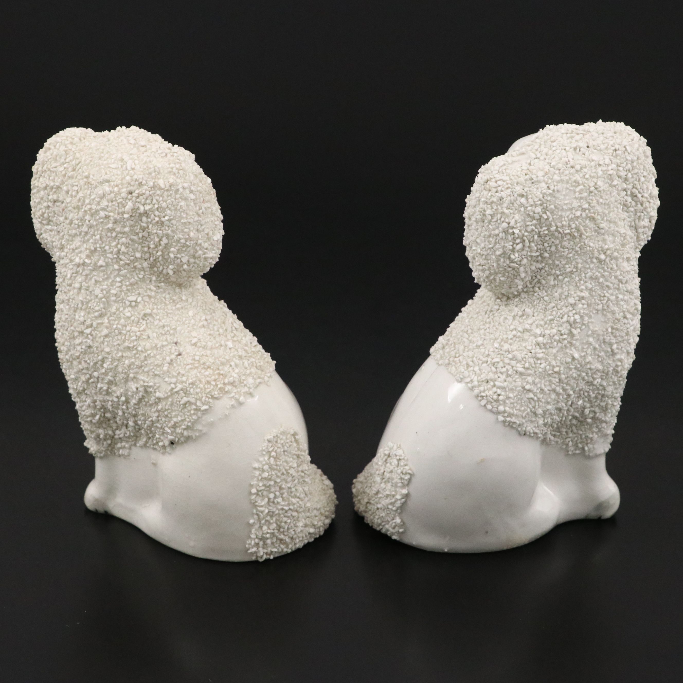 Pair of William Kent Staffordshire Ware Confetti Poodles, 1944-1962