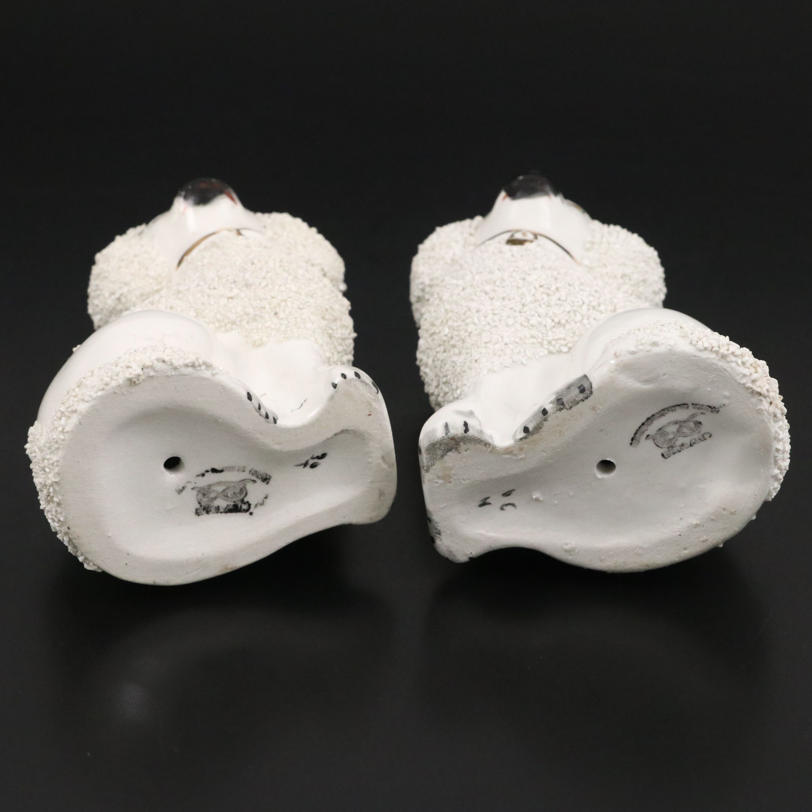 Pair of William Kent Staffordshire Ware Confetti Poodles, 1944-1962