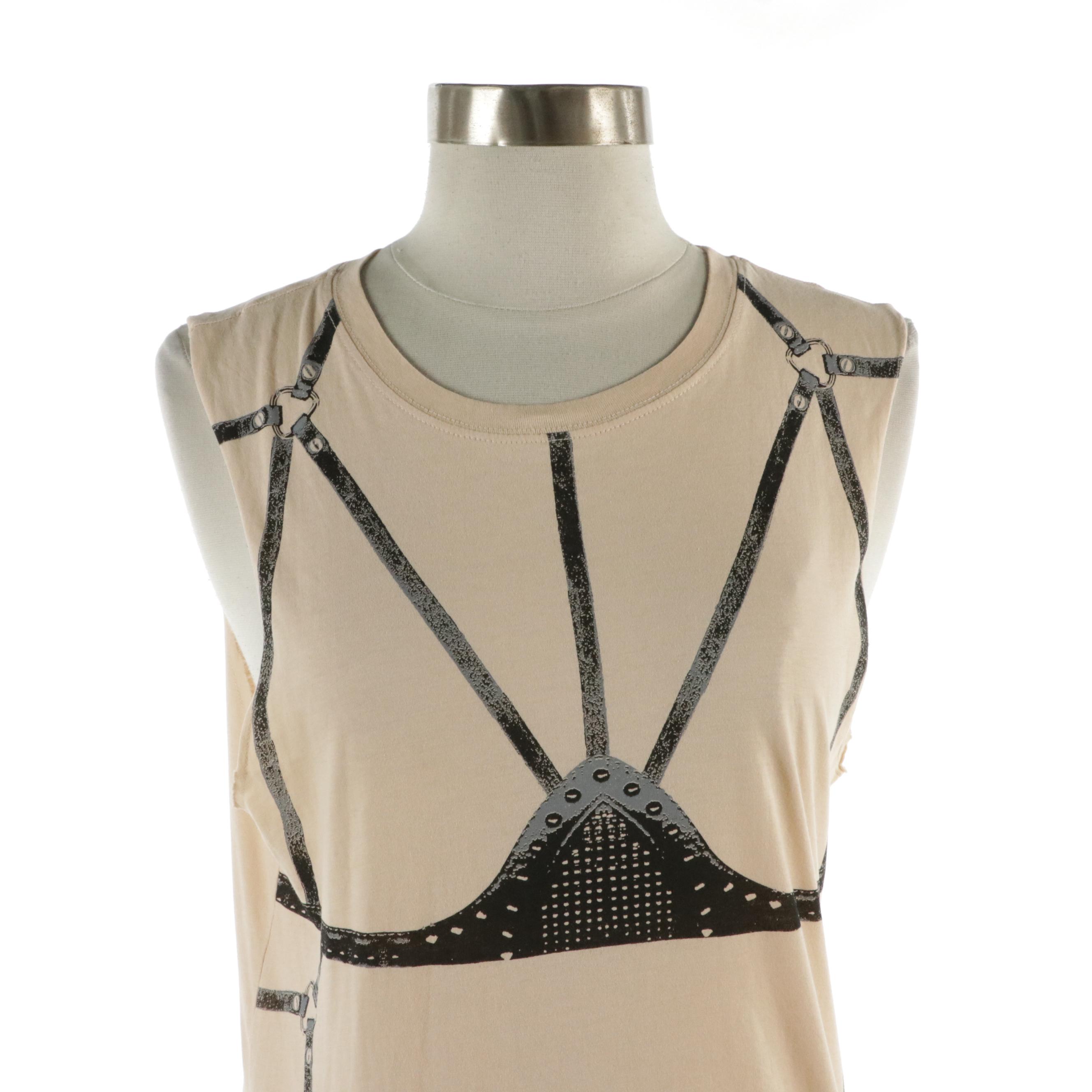 Alexander McQueen Pale Pink Harness Printed Cotton Tank Top