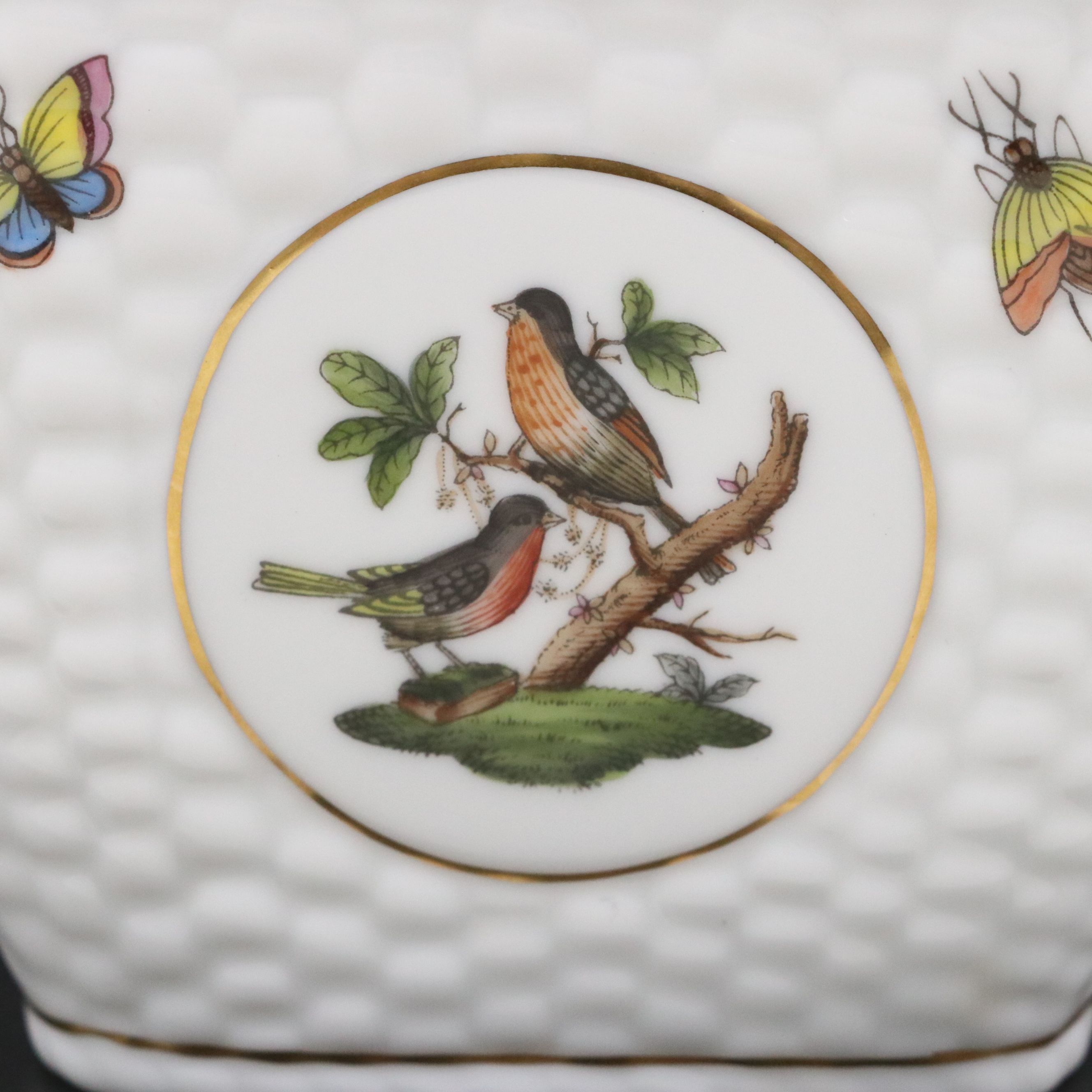 Herend "Rothschild Bird" Small Porcelain Basket, 1996