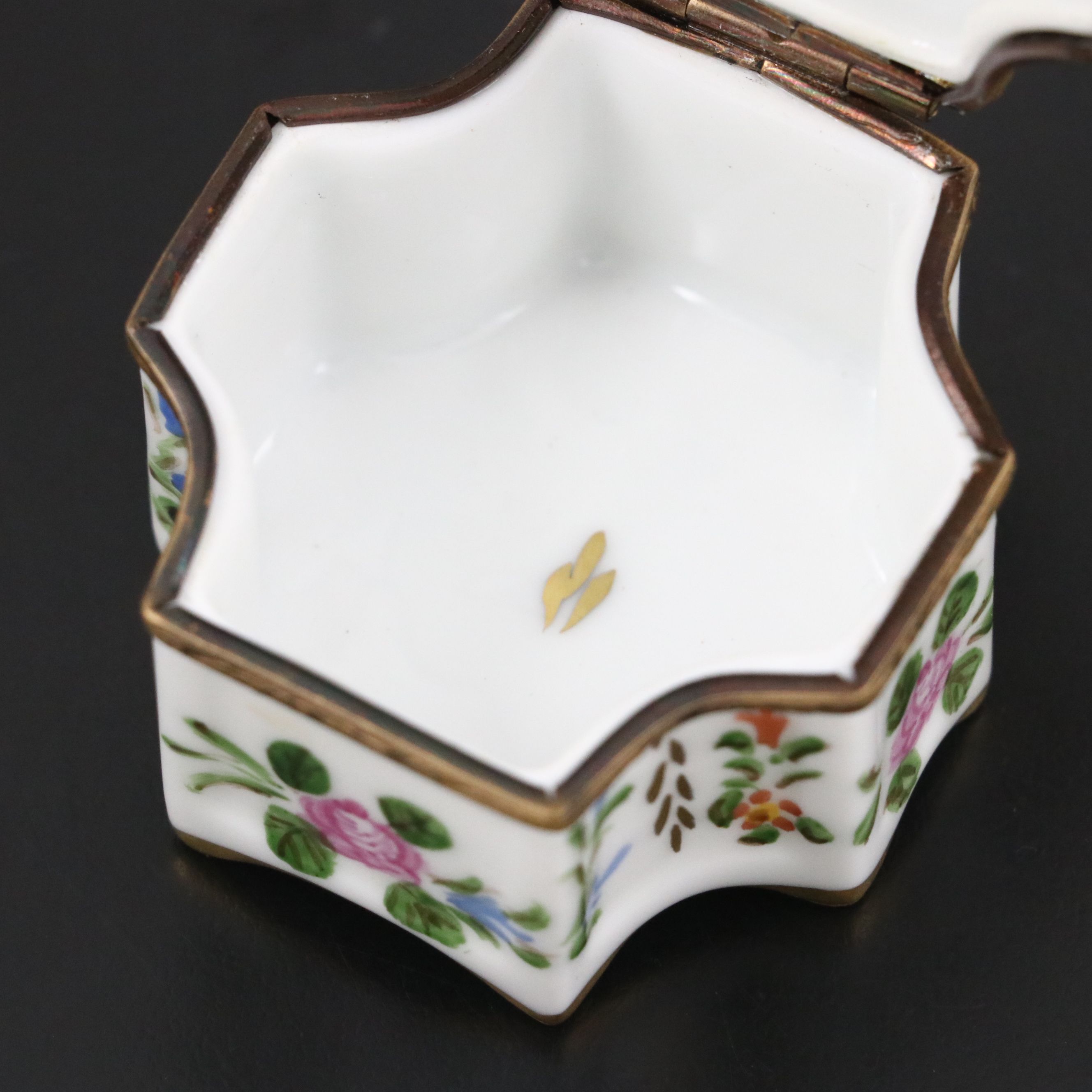 French Hand-Painted Porcelain Limoges Box with Perfume Bottles
