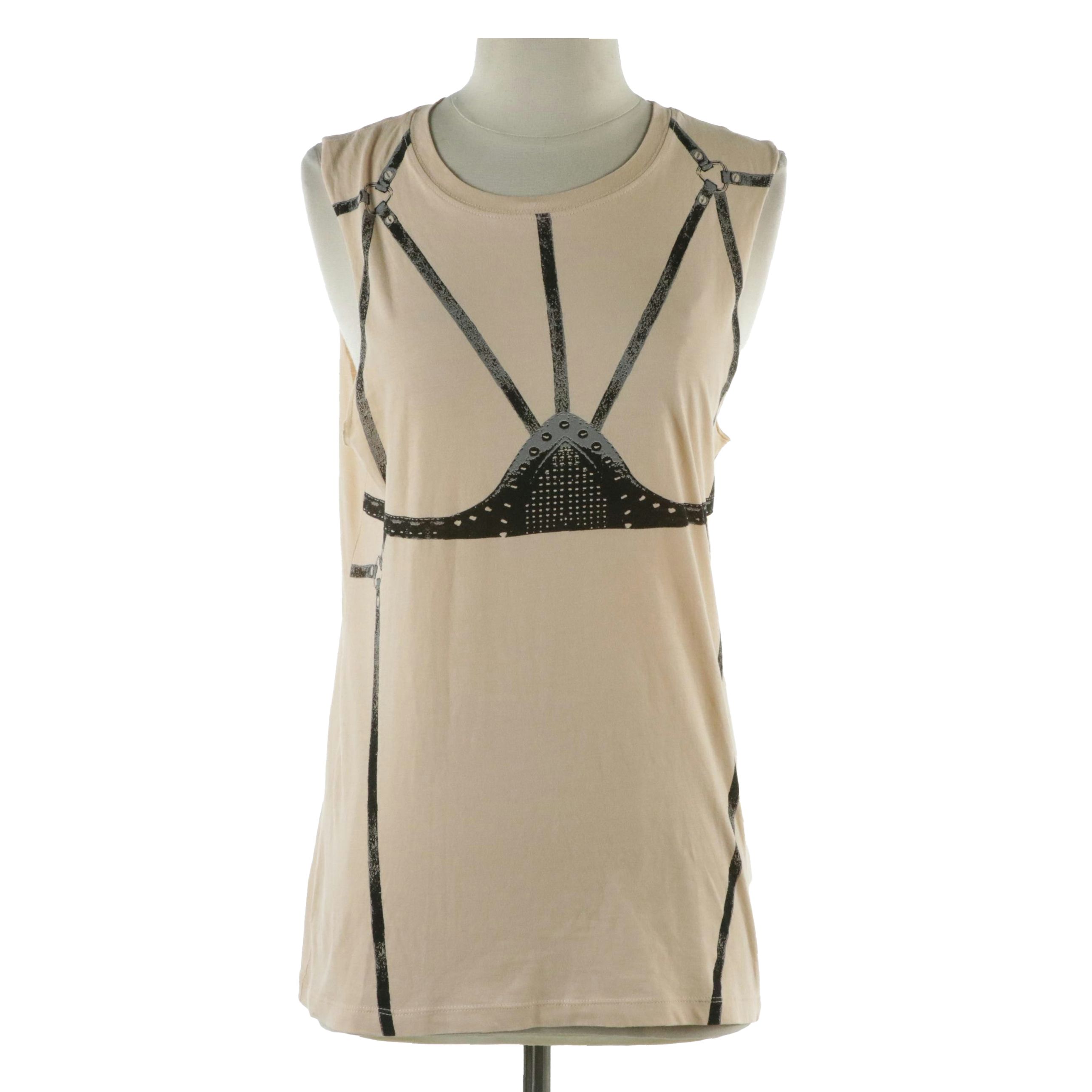 Alexander McQueen Pale Pink Harness Printed Cotton Tank Top