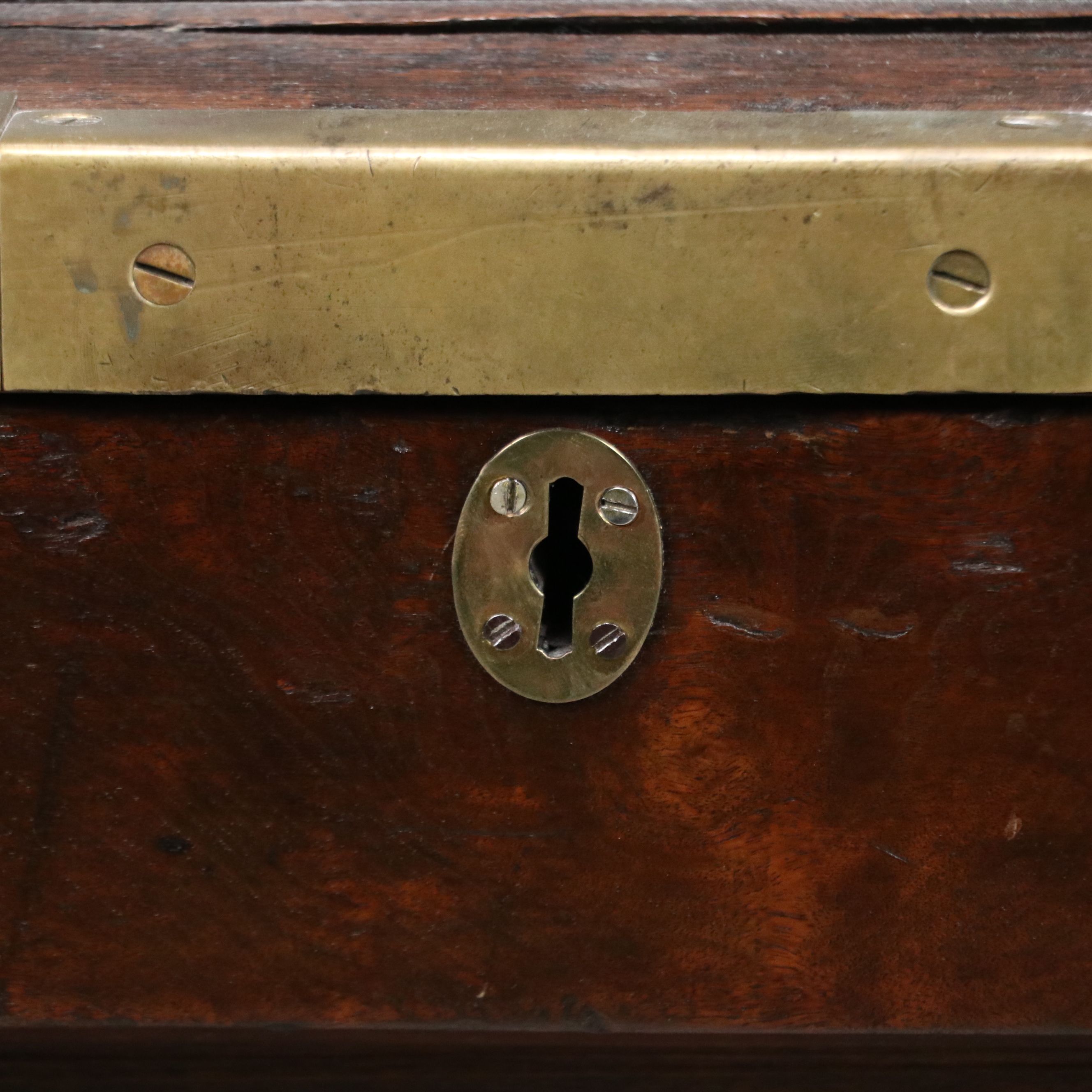 English Oak and Brass Lock Box, Late 19th to Early 20th Century