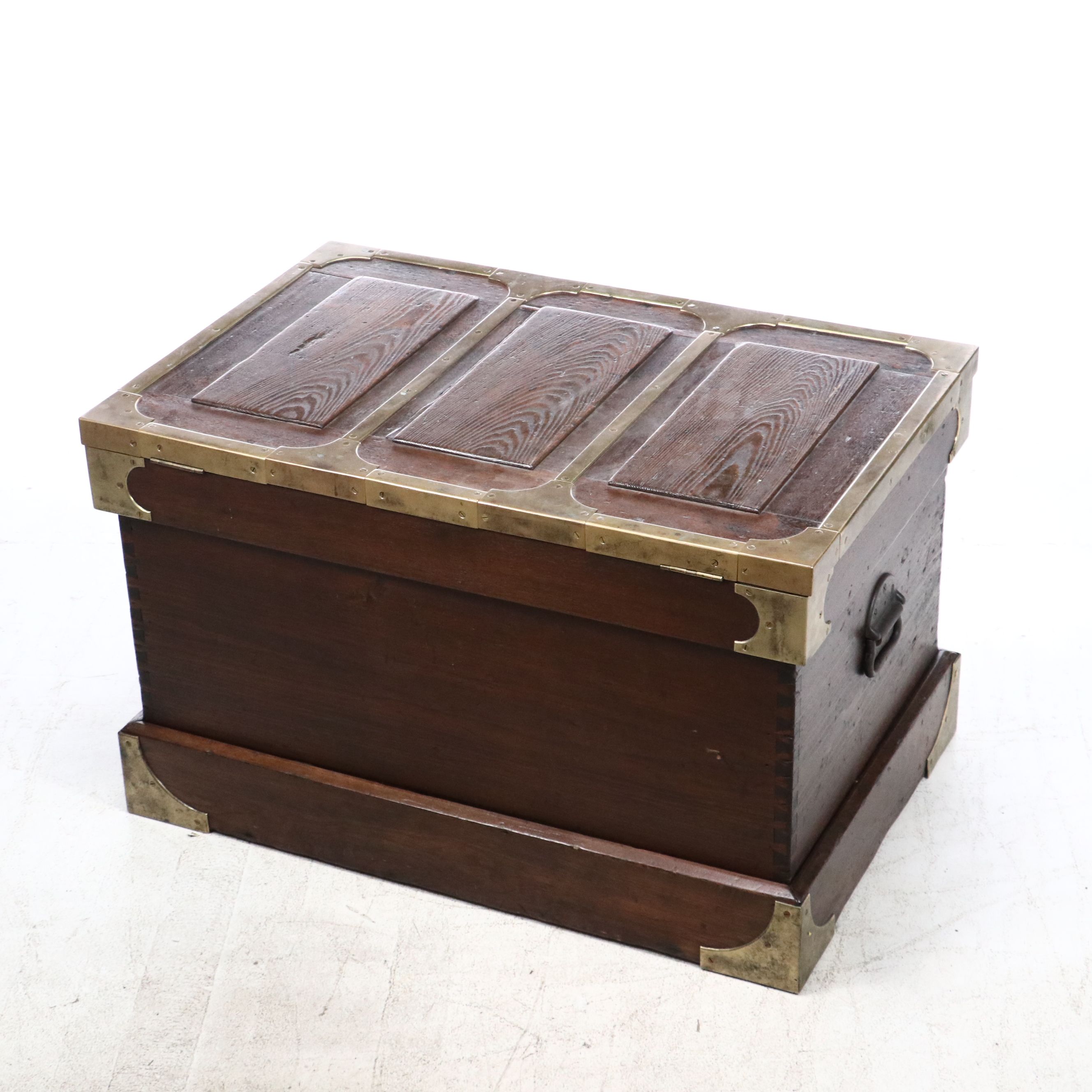 English Oak and Brass Lock Box, Late 19th to Early 20th Century