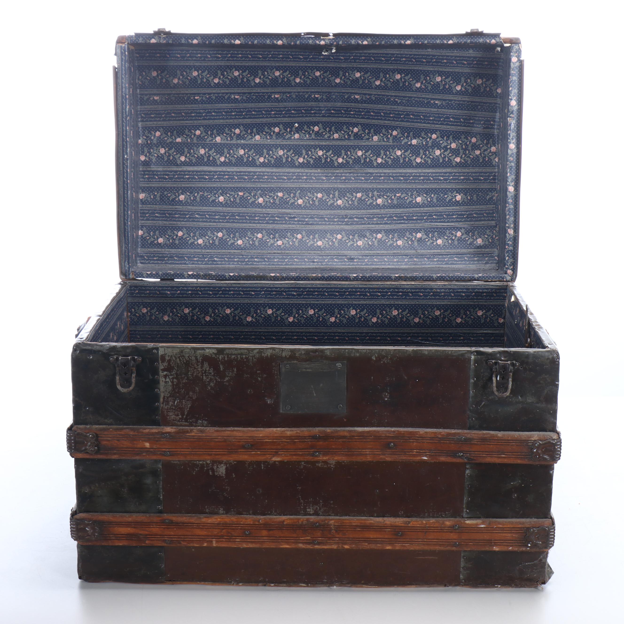 Metal Clad Dome-Top Steamer Chest, Early 20th Century