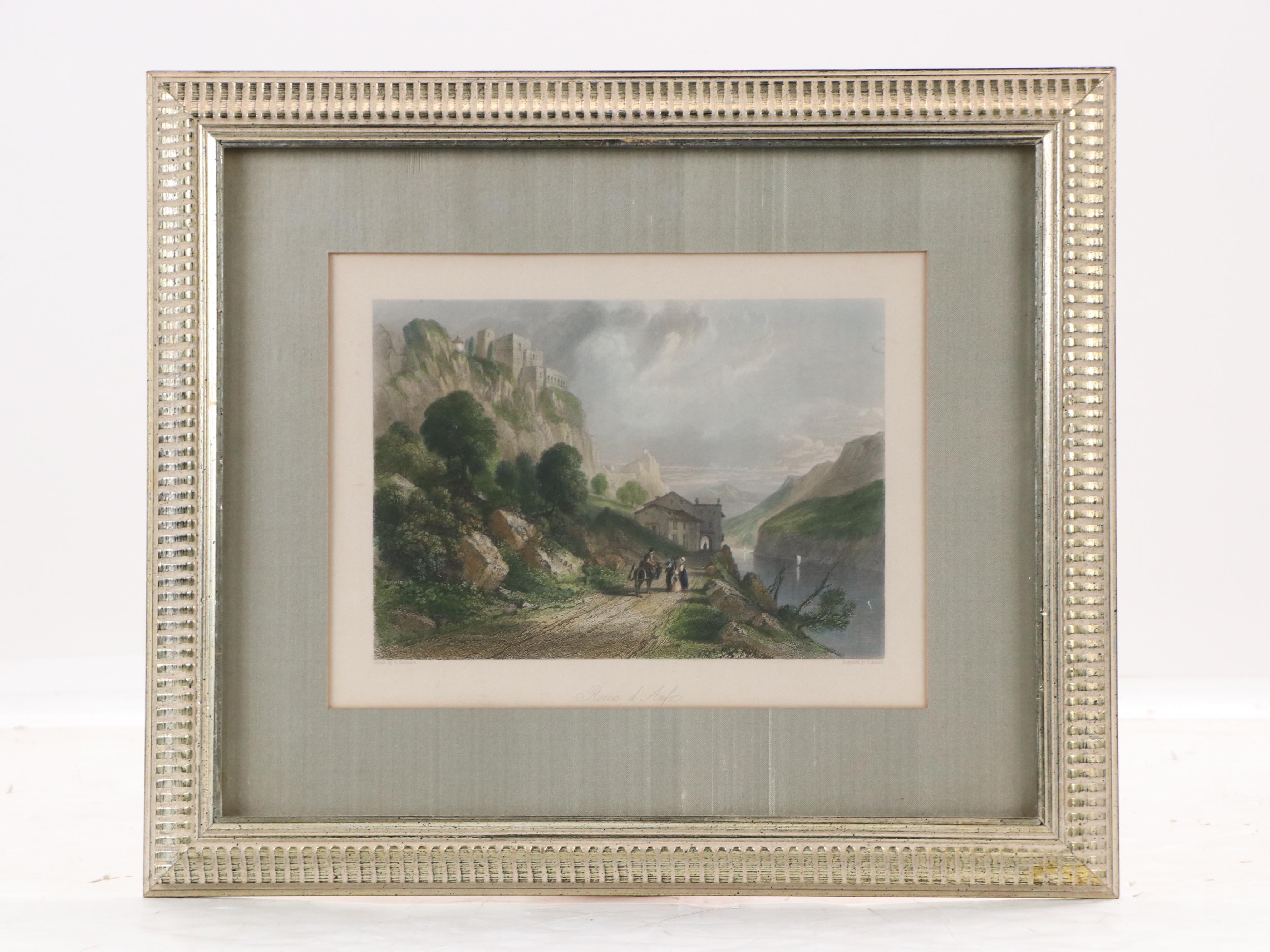 Hand-Colored Engravings After W. Brockedon "Cortona" and Other, 19th Century