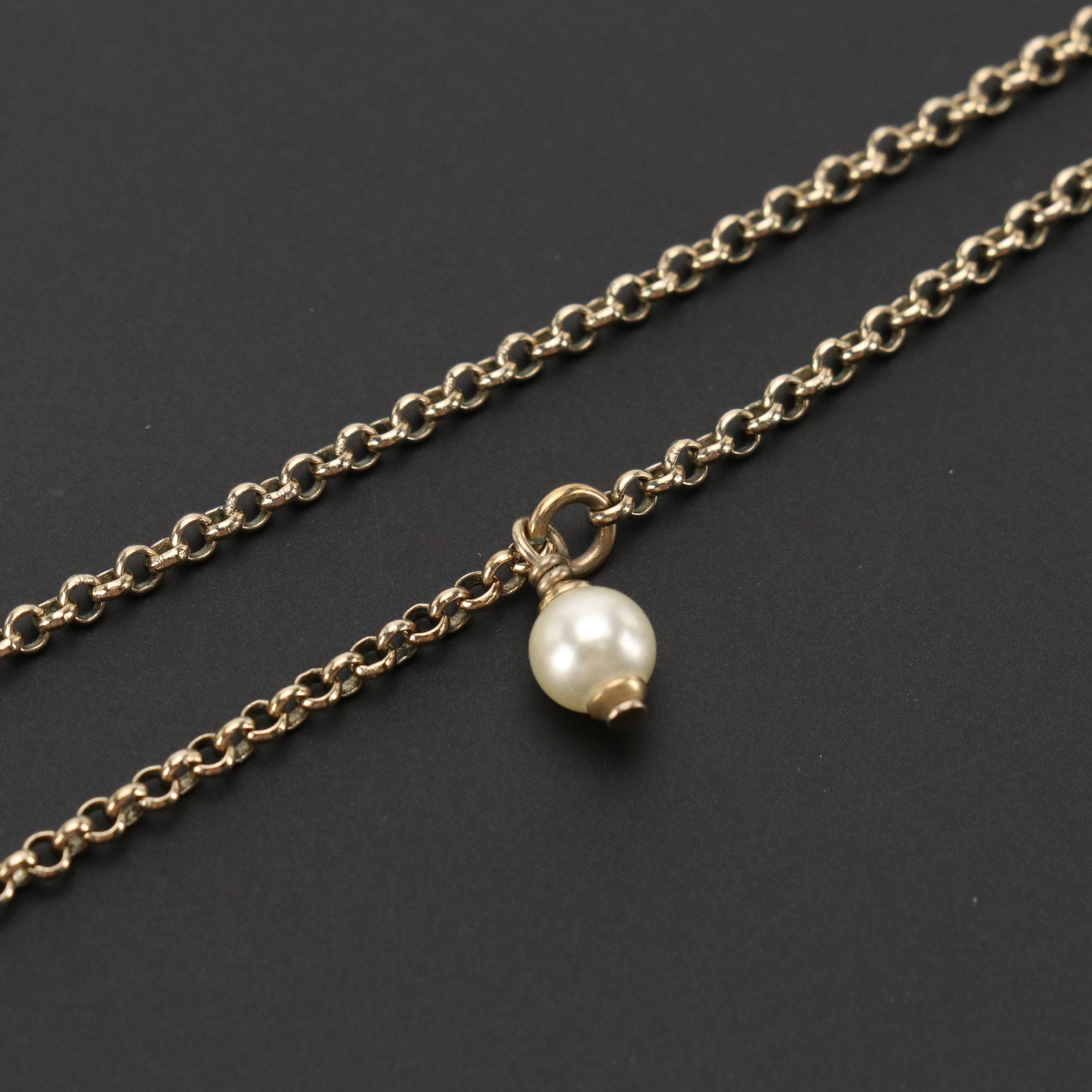 Chanel CC Crystal Imitation Pearl Pendant Necklace