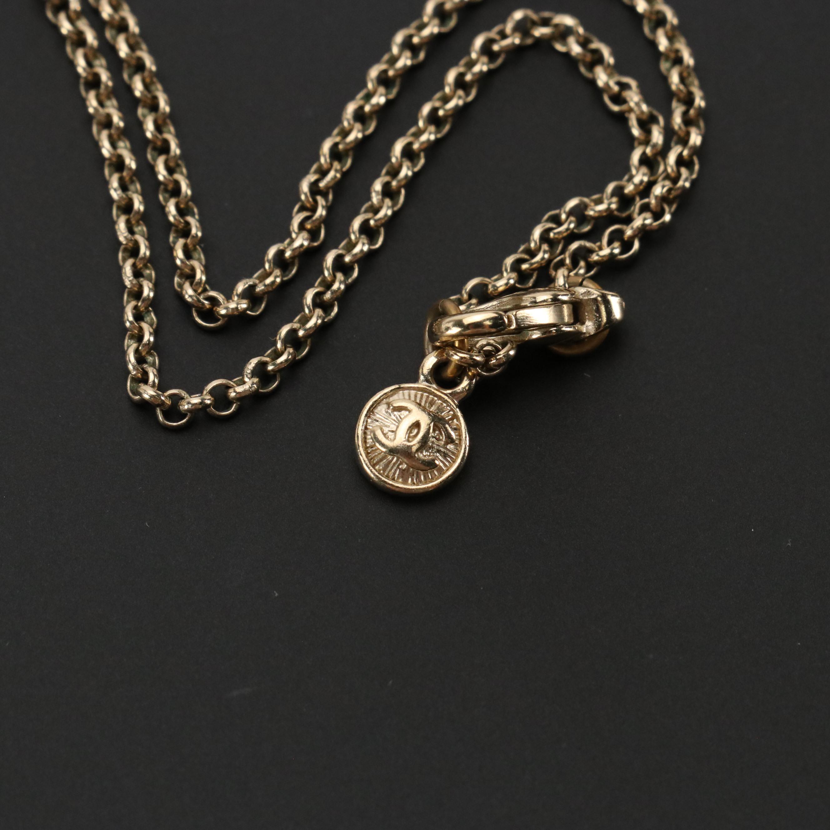 Chanel CC Crystal Imitation Pearl Pendant Necklace