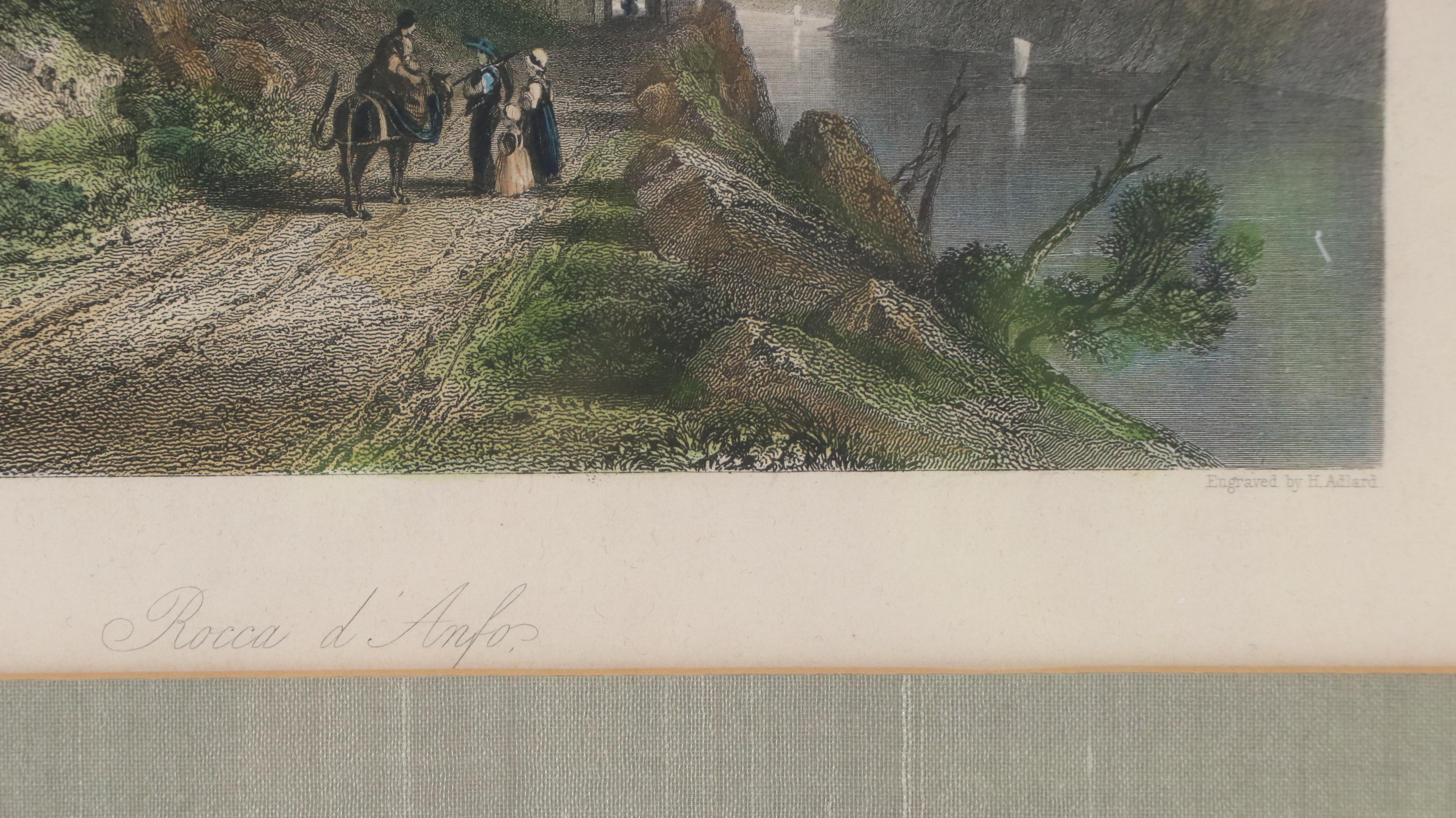 Hand-Colored Engravings After W. Brockedon "Cortona" and Other, 19th Century