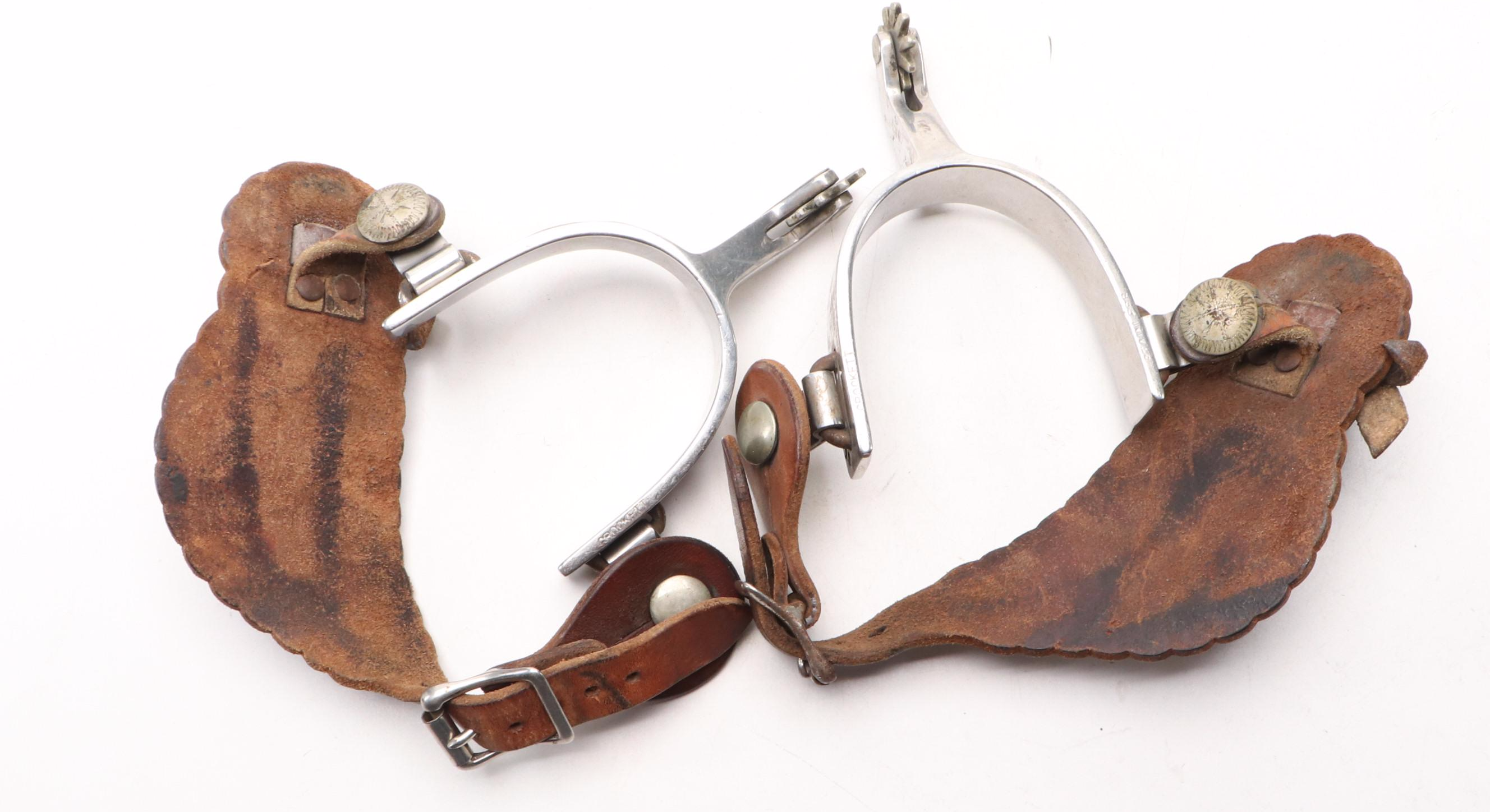 John Rieder Co. and E. Morris Leather Razor Strops and Pair of Western Spurs