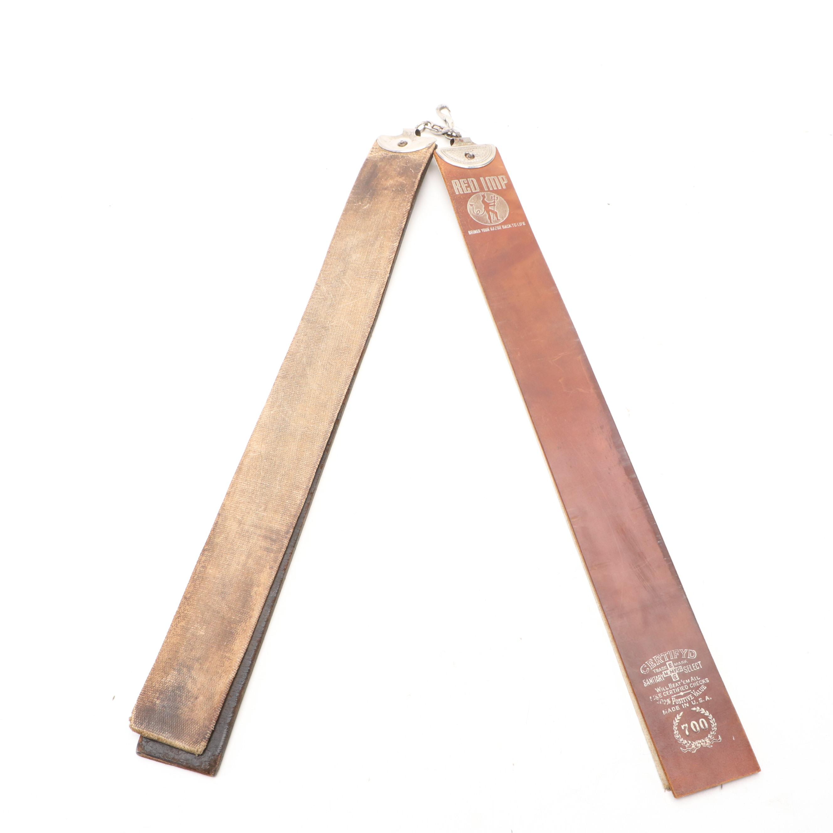 John Rieder Co. and E. Morris Leather Razor Strops and Pair of Western Spurs