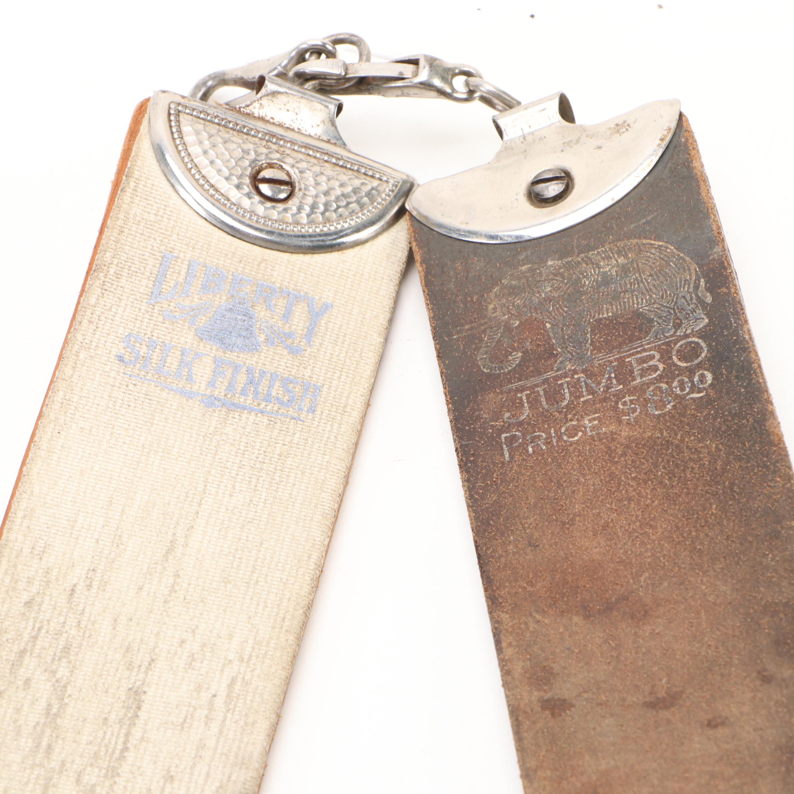 John Rieder Co. and E. Morris Leather Razor Strops and Pair of Western Spurs