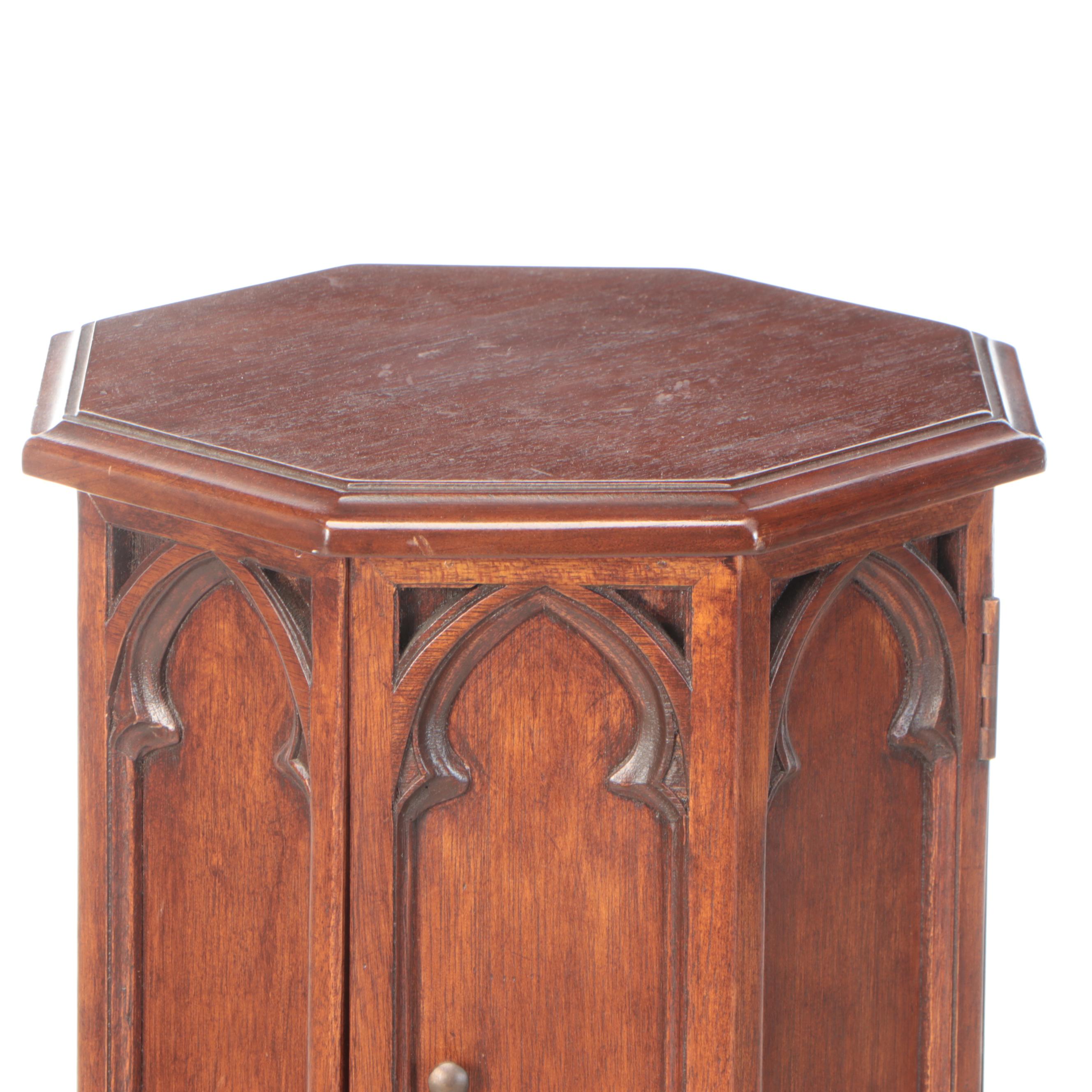 Banks, Coldstone Co. Gothic Style Mahogany Storage Pedestal, Late 20th Century